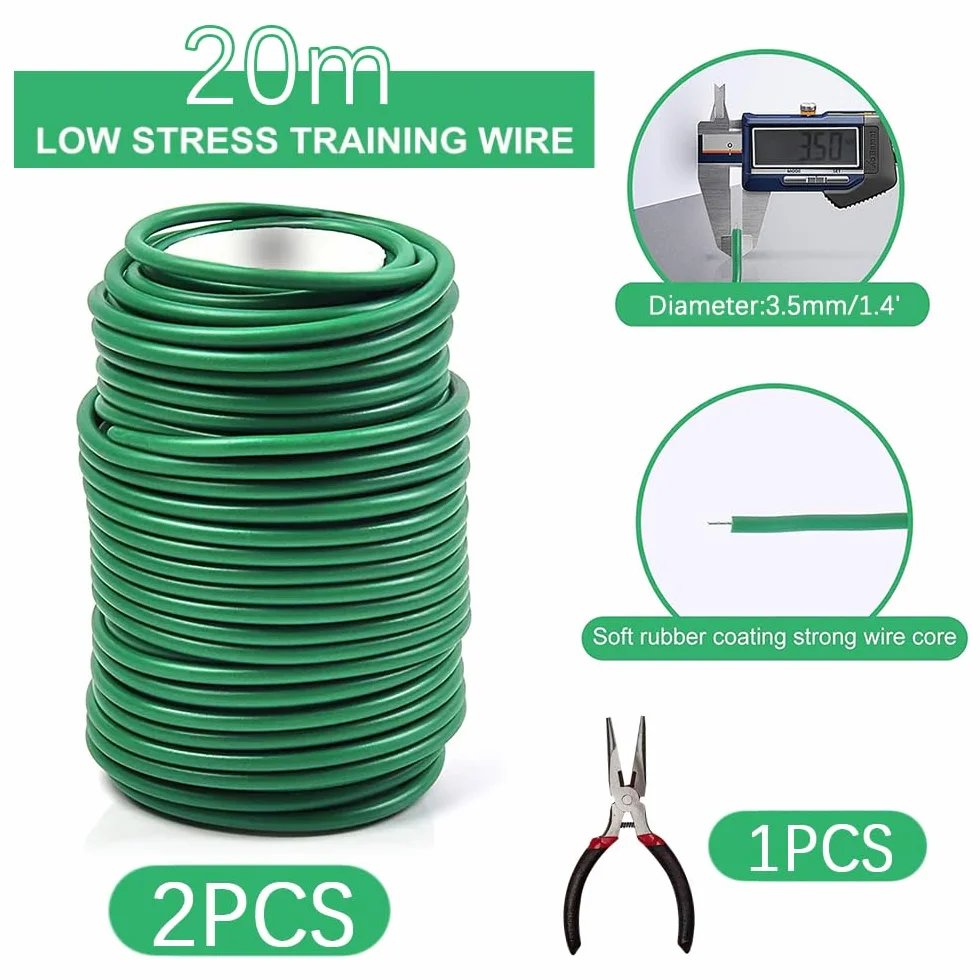 Alambre Plastificado Verde,2 Bobinas Alambre Jardin 3,5mm x 40m,Alambre Para Plantas Lazos,Alambre Para Jardinería Con Cortador,Ldeal Para Atar Rosales Trepadores y Soporte De Plantas En El Jardín