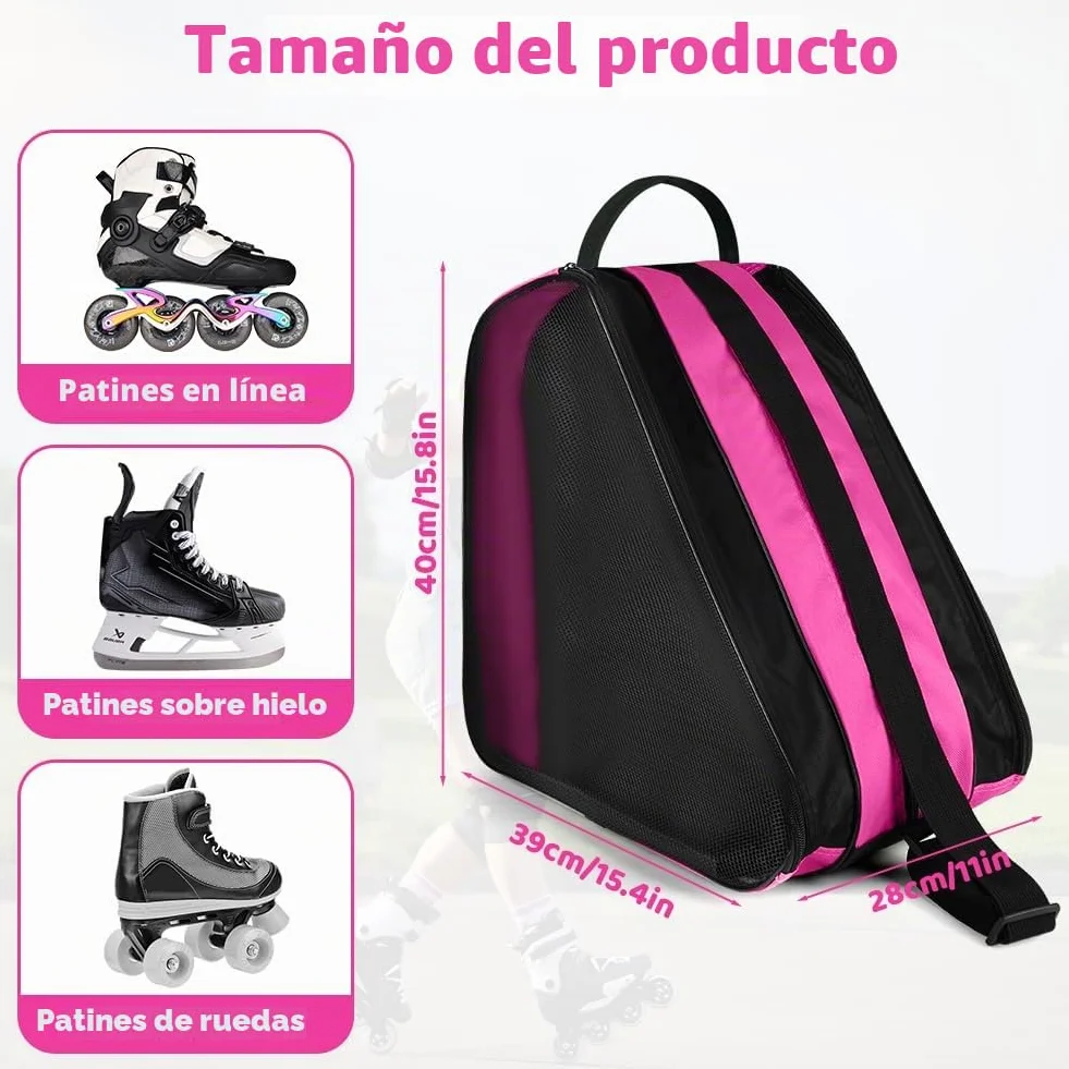 Bolsa para Patines flintronic, Mochila Patines en Linea 4 Ruedas con Correa Ajustable, 3 Compartimentos