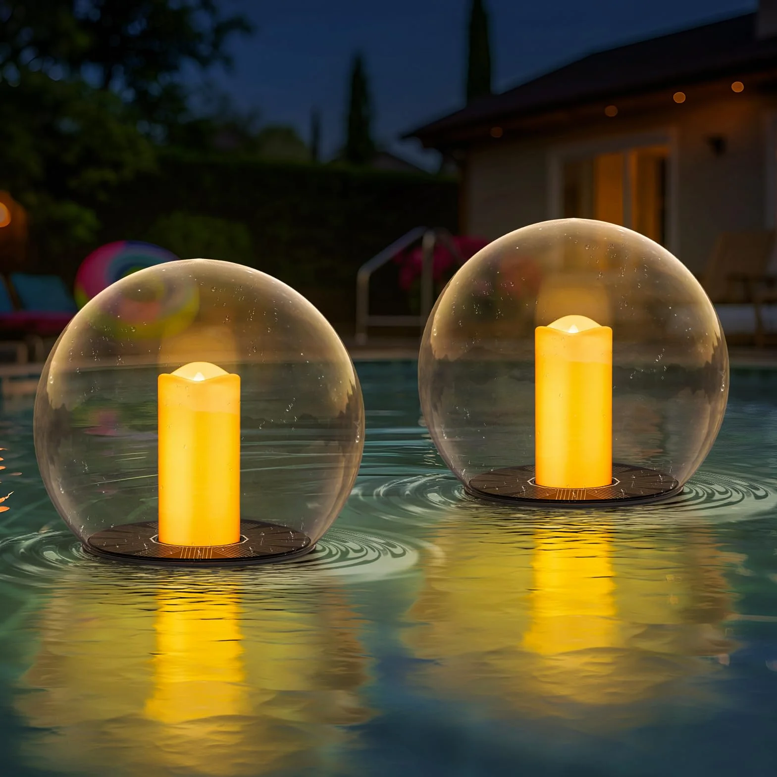 Luces solares flotantes para piscina, con energía solar, velas flotantes, luces de llama parpadeante, para exteriores, impermeables, IP66, para estanque, jardín, fiesta, piscina, decoración, paquete