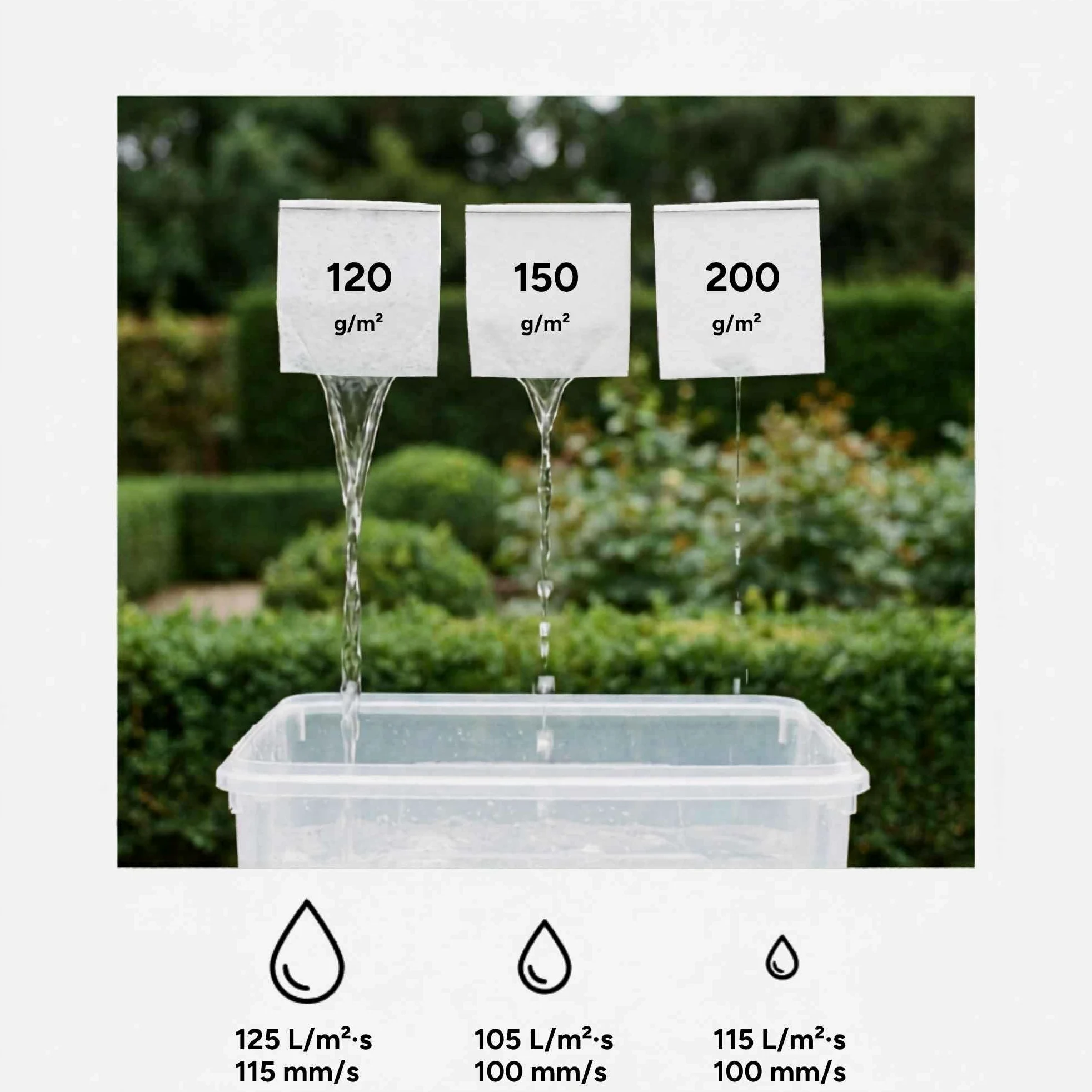 Florade Fieltro de drenaje 120 g/m² – Fieltro de jardín – Geovlies – Geotextil – permeable al agua, resistente a los rayos UV, apto para plantas, biológicamente resistente 100 cm 50 m