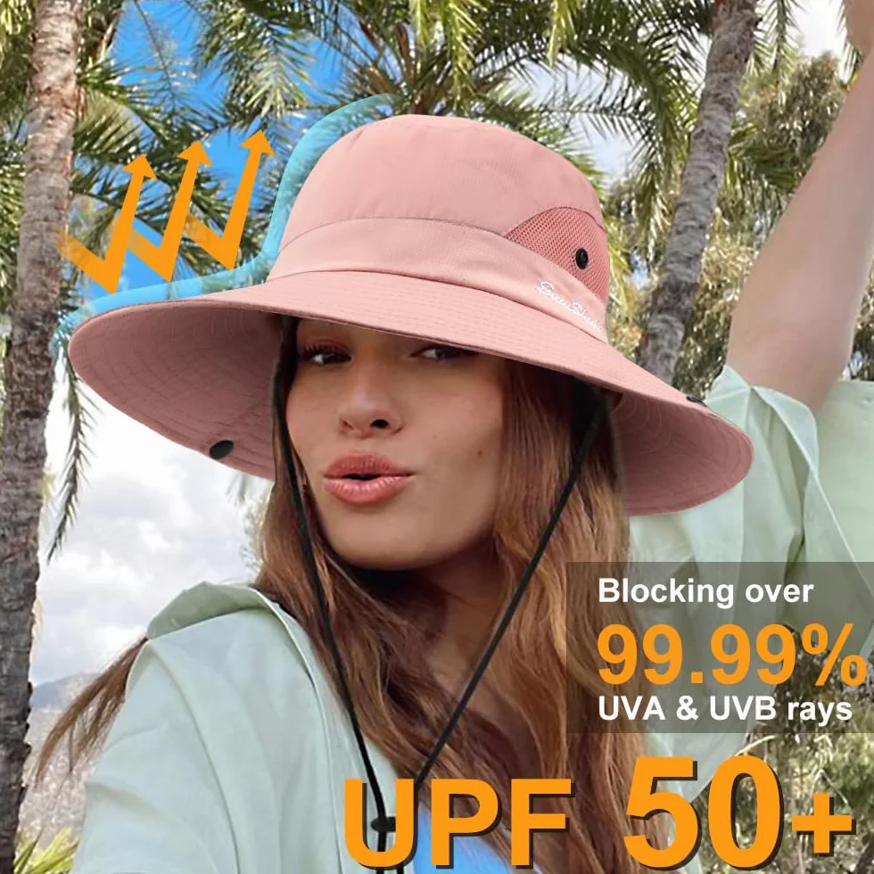 DRESHOW Sombrero UV Protección Plegable Ala Ancha Pesca Playa