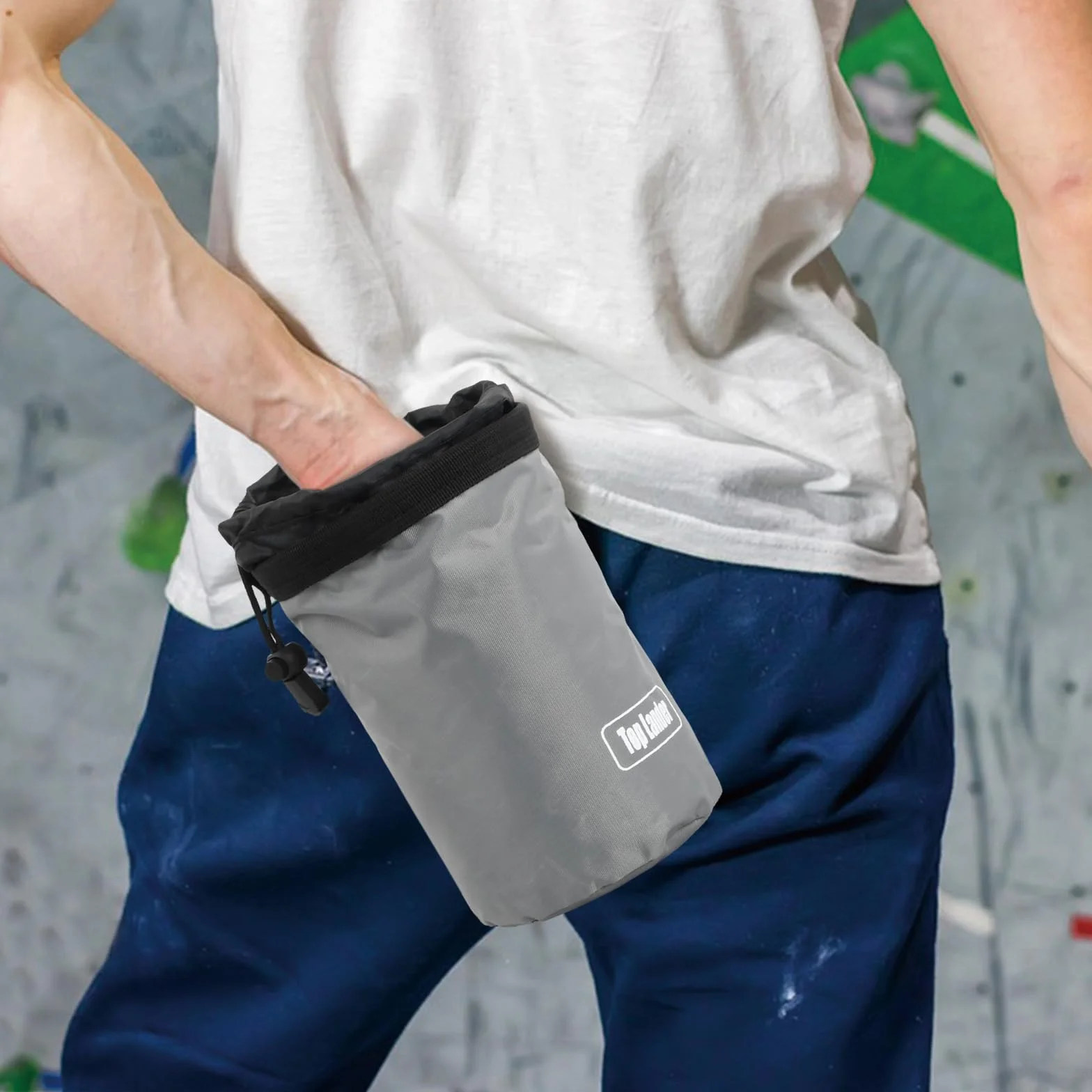Bolso de Tiza para Escalada con Mosquetón Cremallera, Bolsa de Tiza Ripstop de Gran Capacidad para Bouldering Alpinismo Gimnasia