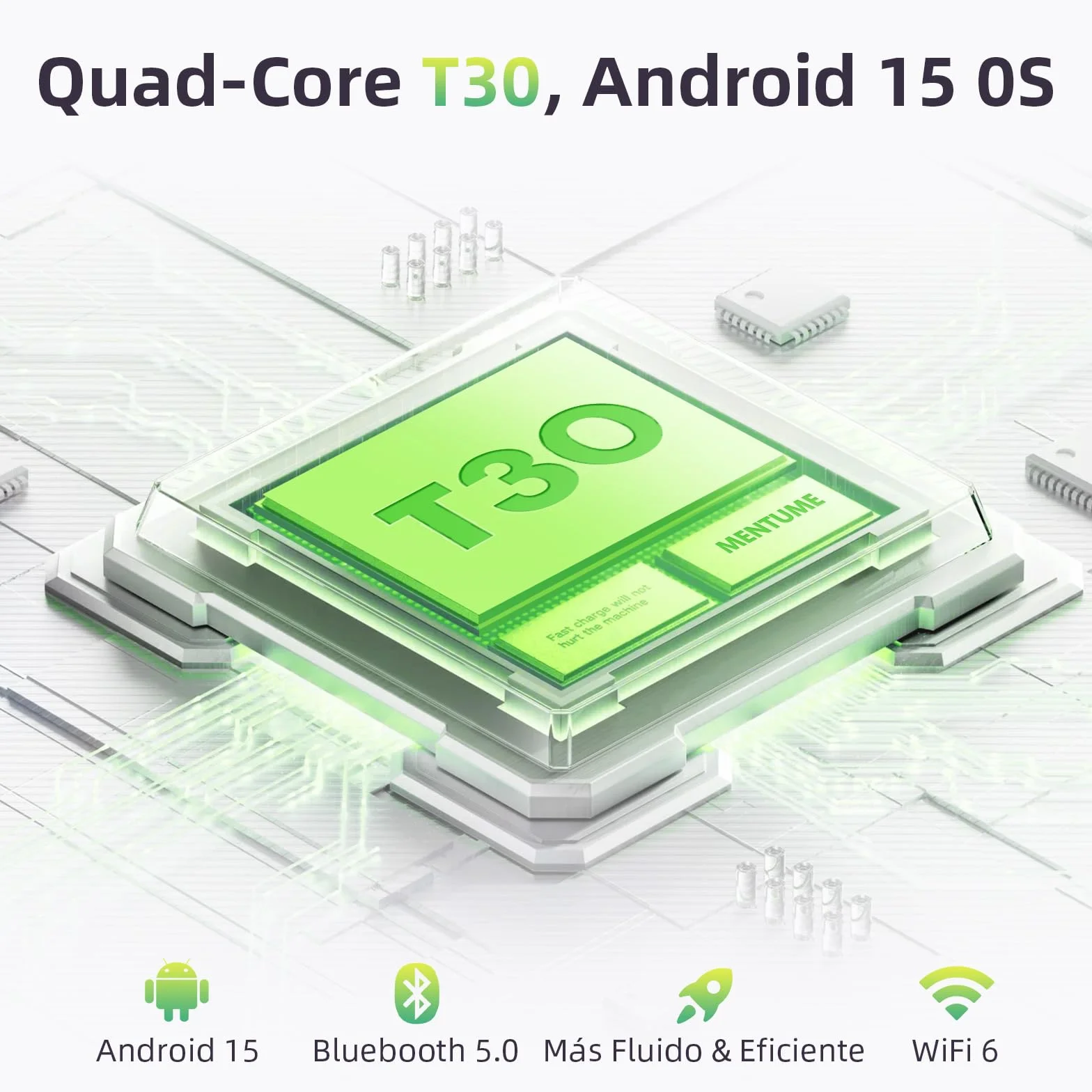 Tablet 10 Pulgadas Android 15 Unisoc T30 Quad-Core 18GB RAM 128GB ROM 1TB TF Pantalla HD IPS 1280x800 Cámara Dual 5MP+8MP 6000mAh WiFi 6 BT 5.0 Widevine L1 K70