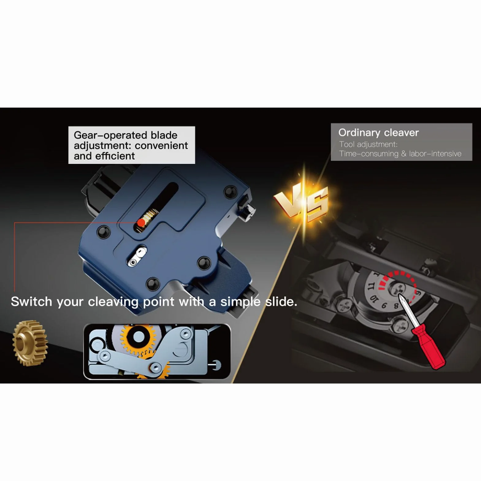 banapoy Cortador Fibra óptica, Herramienta Retracción Totalmente Automática Alta Precisión Cortador Cable Fibra óptica con Accesorio 3 en 1 para 250 um, 900 um, 3,0 Mm