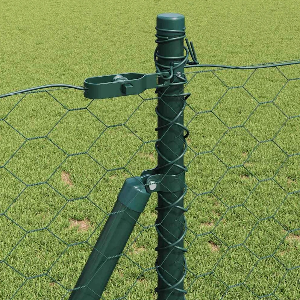 Valla de alambre soldada con base de hormigón, color verde, 100 x 1 m, acero recubierto de PVC, incluye postes y tensores, resistente a la intemperie para jardín, terraza y exterior