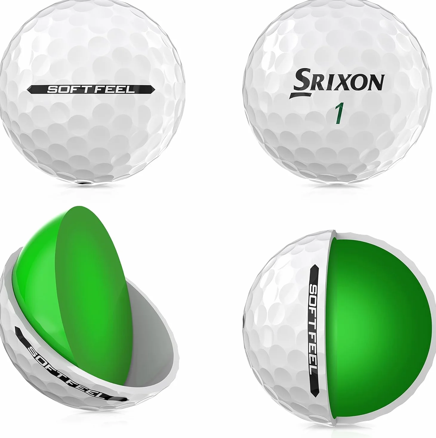 Srixon Soft Feel 13 & 14 Pelotas de Golf ultrasuaves y duraderas Amarillo/Blanco