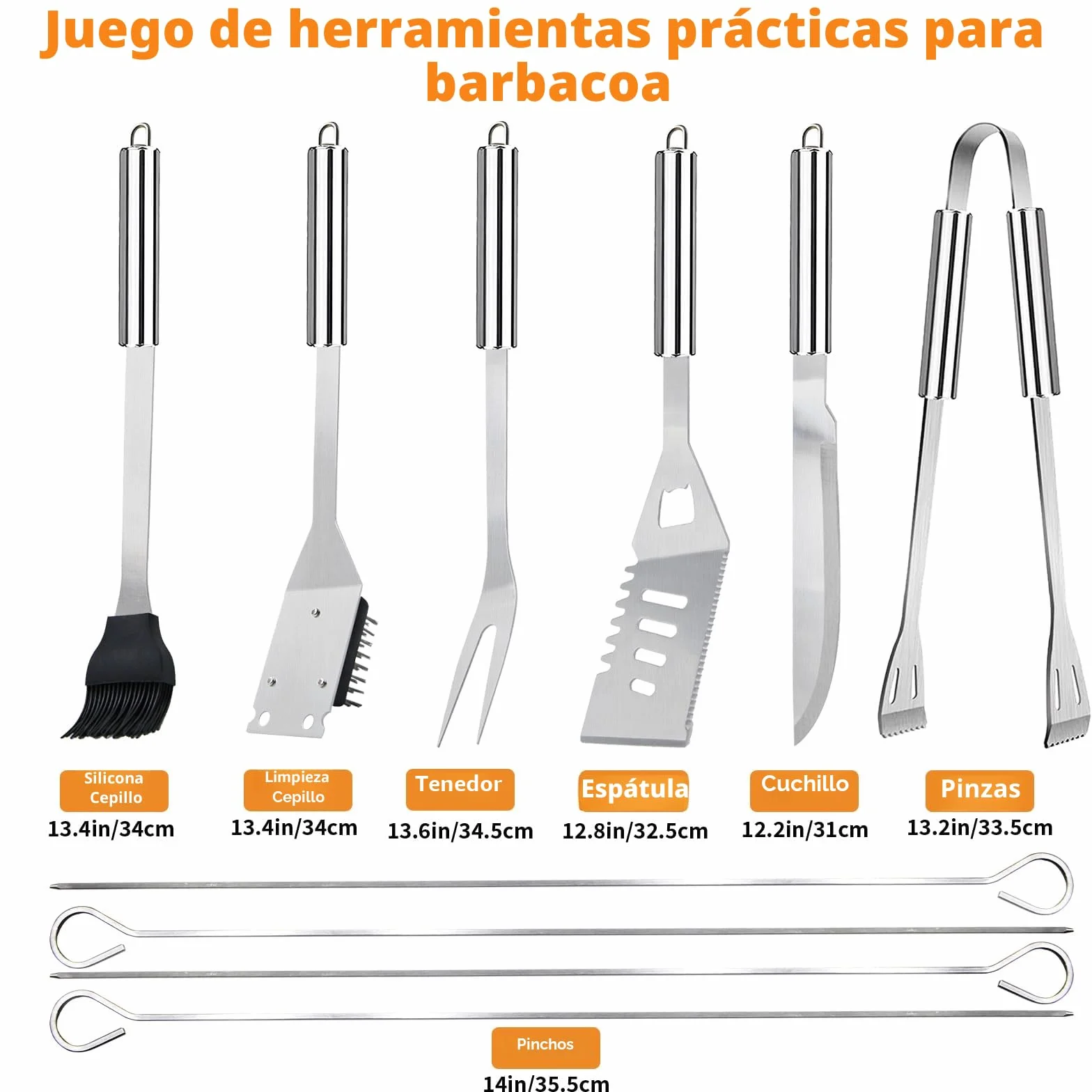 JUAUO 11Pcs Juego de Utensilios Barbacoa de Acero Inoxidable Profesionales Accesorios Barbacoas - Kit Barbacoa Prácticas con Bolsa Portatil - Herramientas Parrilla BBQ para Camping Picnic Exterior