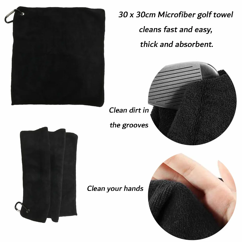 Accesorios de Golf Kit de Limpieza Cepillo Toalla Herramienta Reparación Plegable Marcador