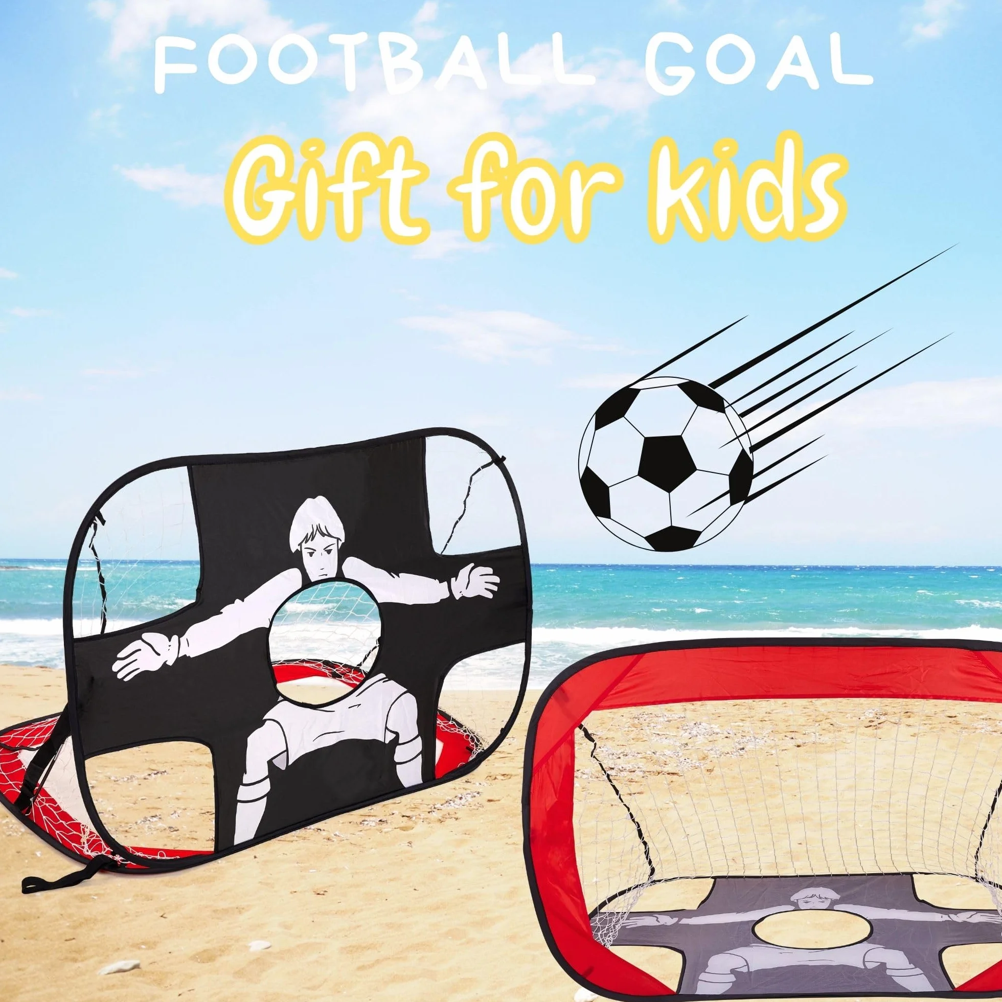 Lubibi Portería de Fútbol Plegable 2 en 1 para Niños, 120x80x80cm
