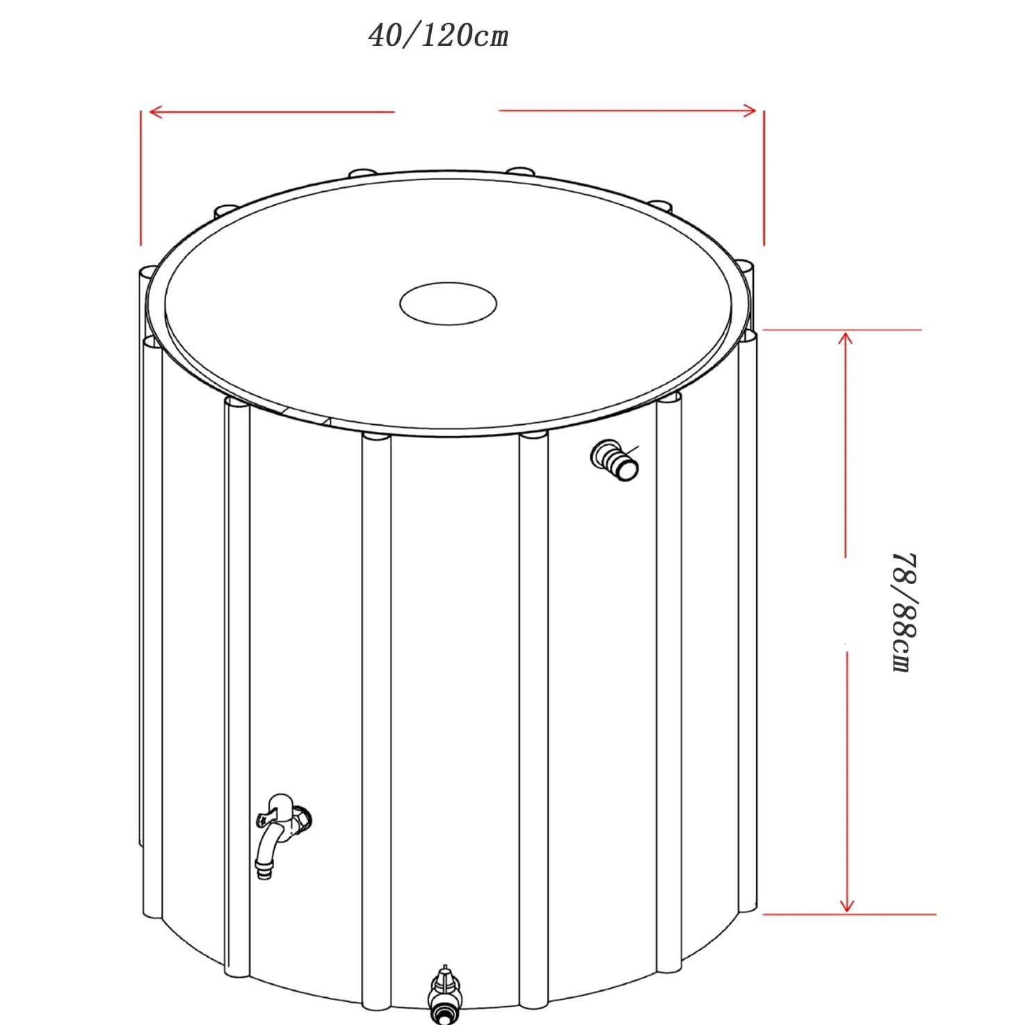 Depósito de recolección de agua de lluvia de 380 L con filtro de malla y grifo, anticorrosión, resistente al moho, a prueba de grietas, ideal para riego de jardín, solución de almacenamiento de agua