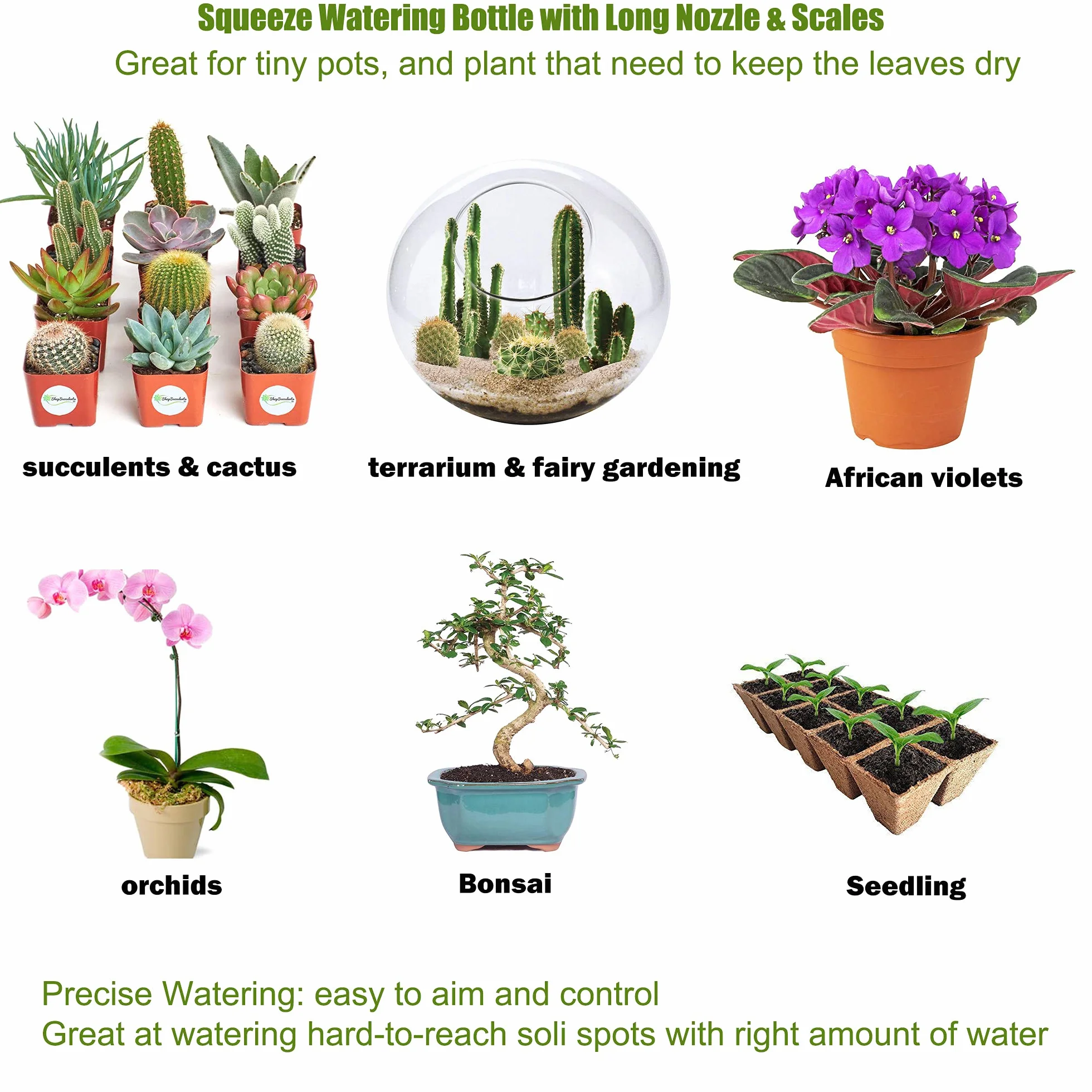 Orimerc Paquete de 2 Botellas de riego de 500 ml para Plantas de Interior, suculentas Cactus, plántulas, Laboratorio de Lavado y Tatuaje Dispositivo