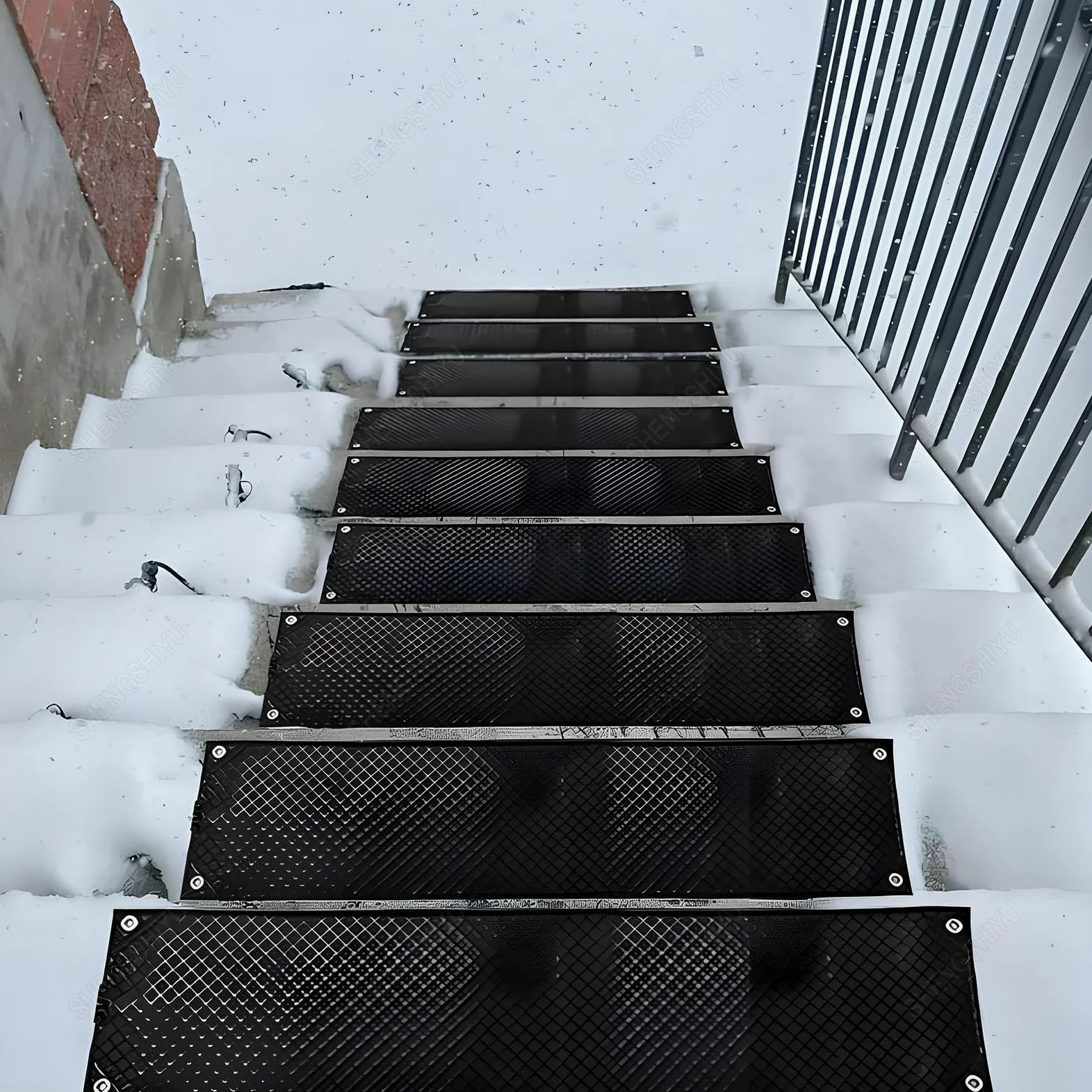 Alfombras Calefactoras Suelo 5PCS para Evitar Hielo en Entradas/Escaleras/Senderos,para Derretir Nieve,Hielo,Alfombras Calefactoras con Textura Antideslizante 5pcs-21 * 98in/54 * 250cm