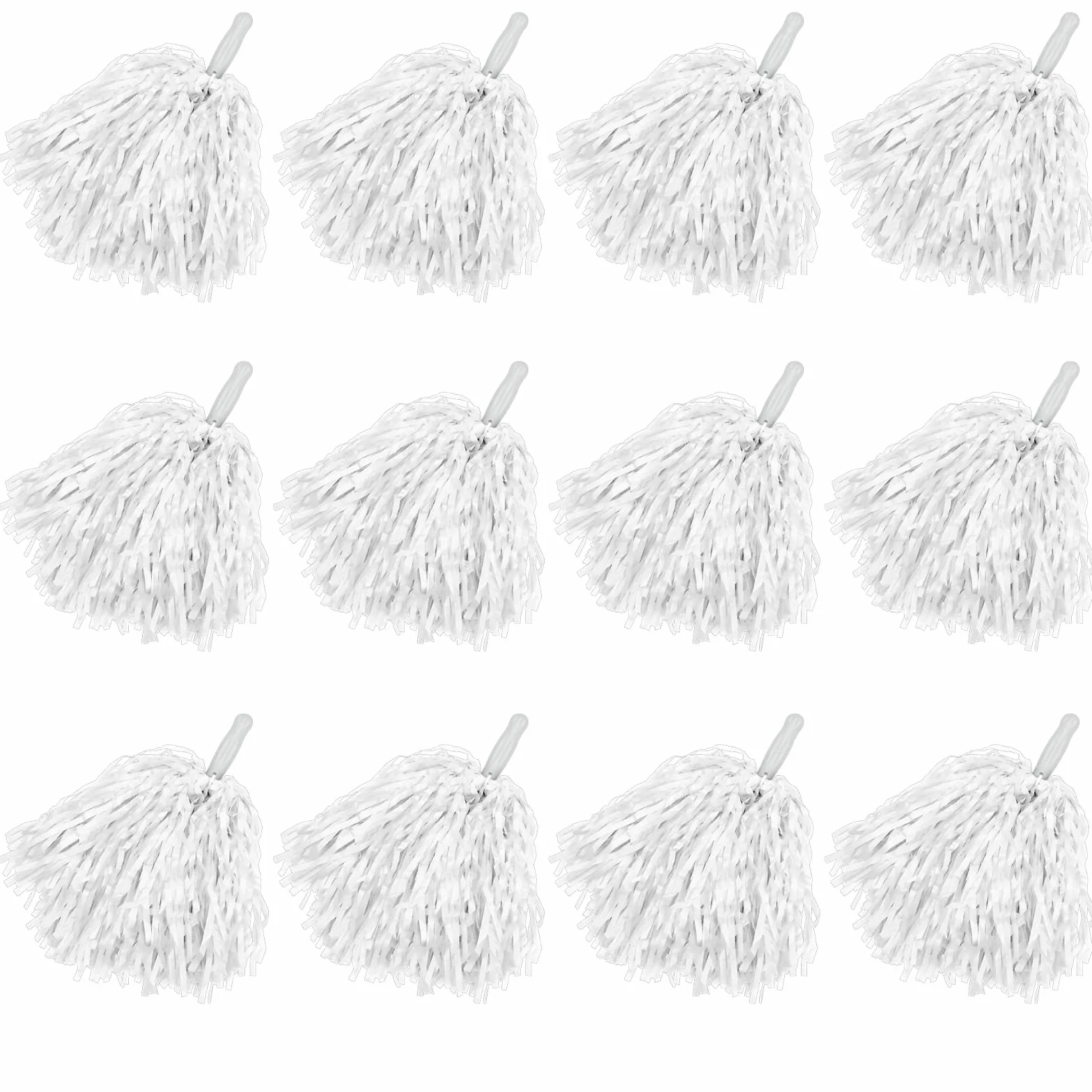 Pompones de plástico para animadoras Paquete de 12 - Blanco