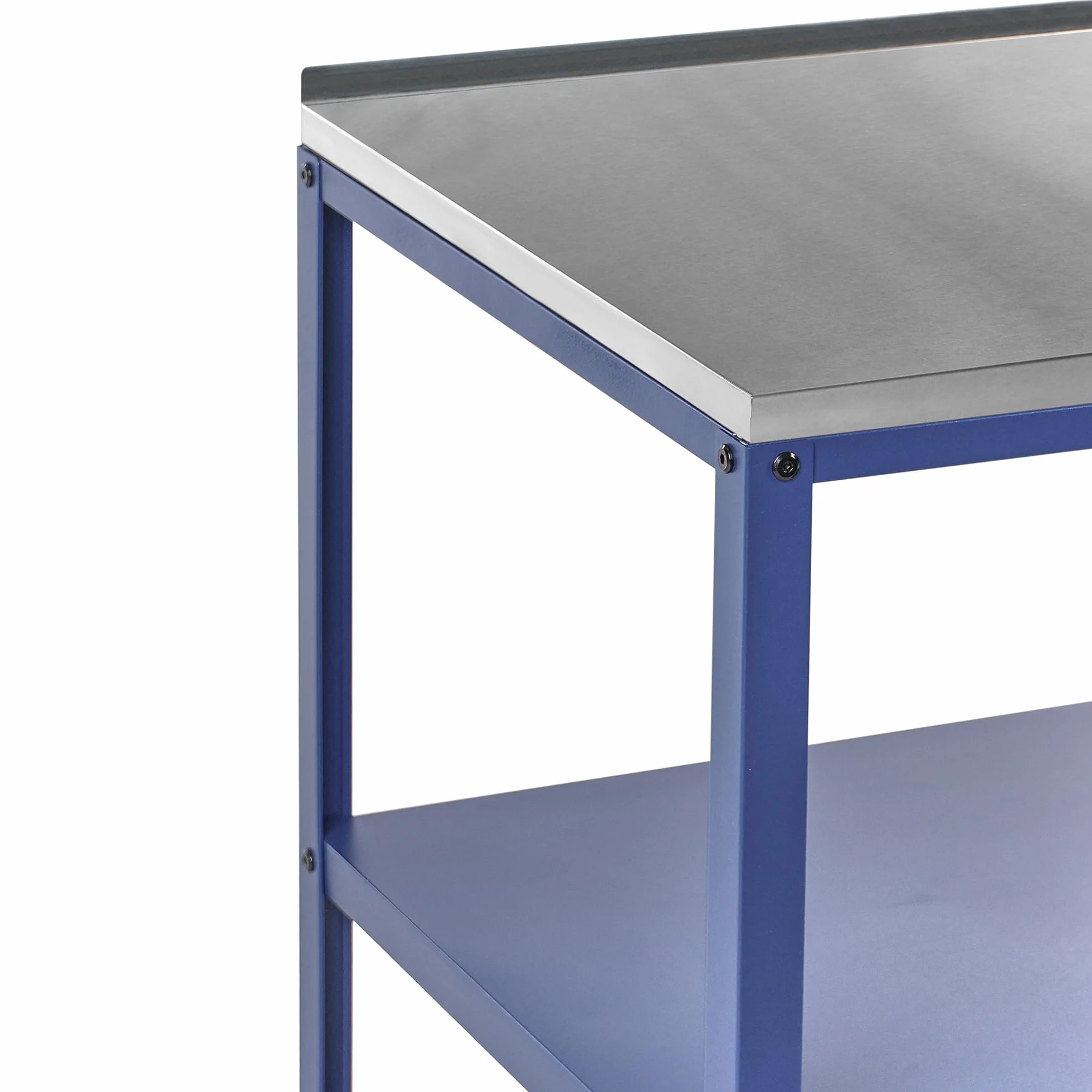 Beliani Isla de Cocina de jardín Exterior con estantes y encimera de Acero Inoxidable 80x50x92 cm Azul Vilama
