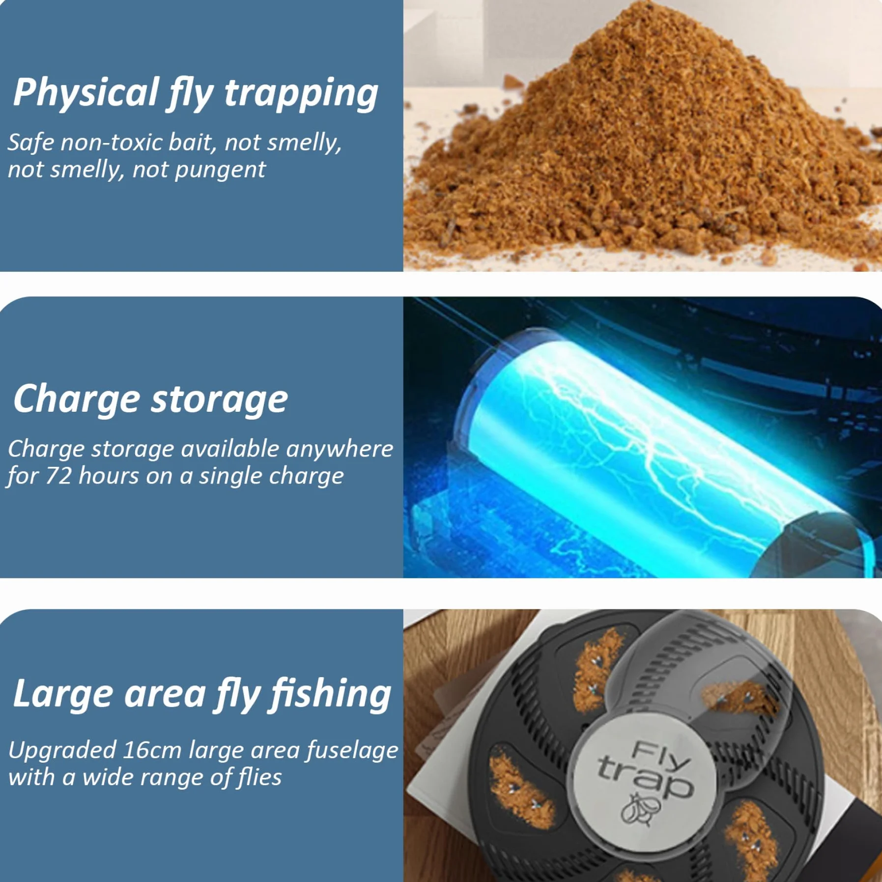 Catcher de Mosca, Trampa de Mosca eléctrica Automática Catcher USB Recargable Potente inofensiva Trap DESPETABLE del Segura ROTACIÓN SILENTE para LA Parte DE Cocina del Dormitorio
