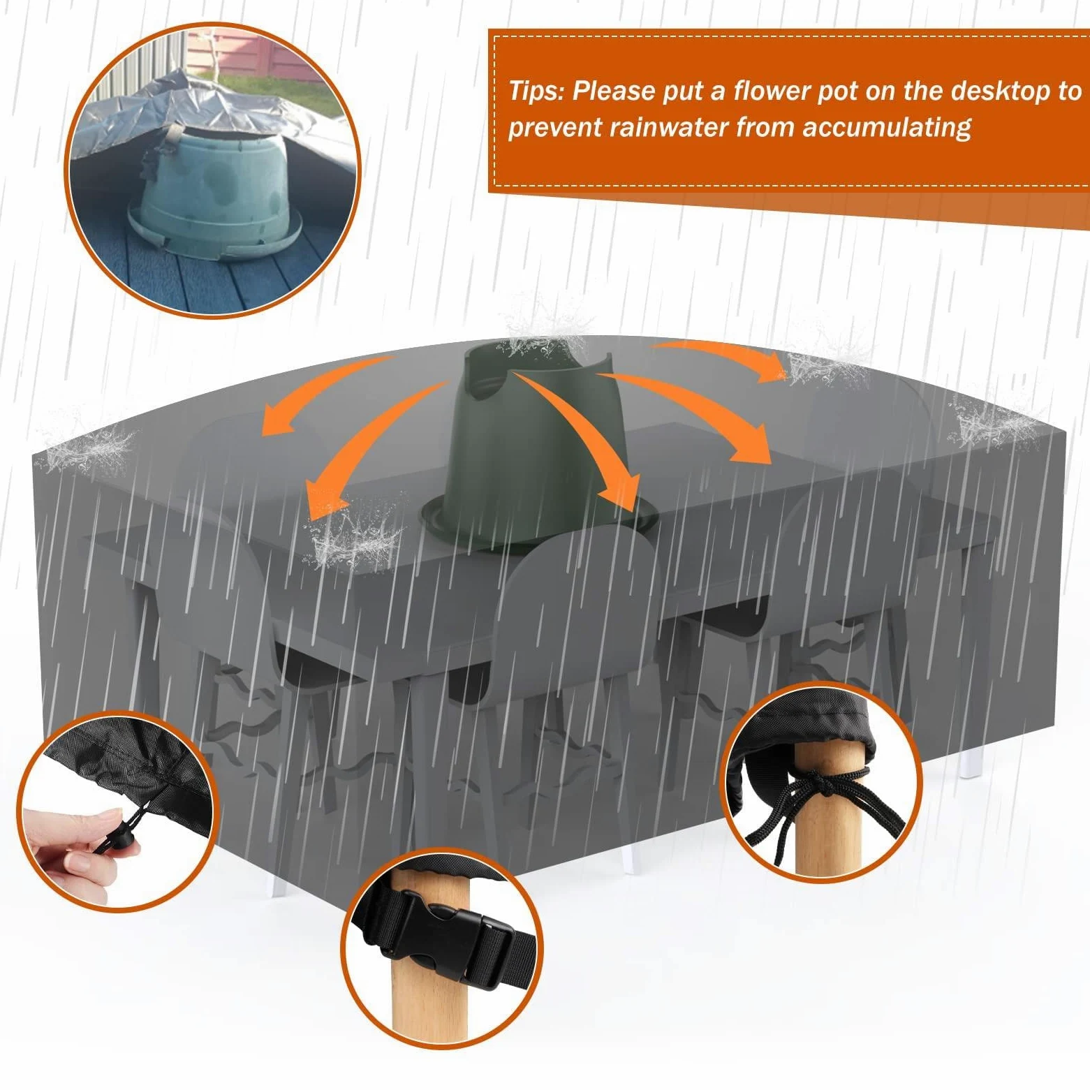 Fundas de Muebles de jardín,varios tamaños Funda para Muebles de Jardín Exterior Rectangular Impermeable,Anti-UV,Resitente al Polvo,para Sofa de Jardin al Aire Libre Patio 285x205x63cm Plata