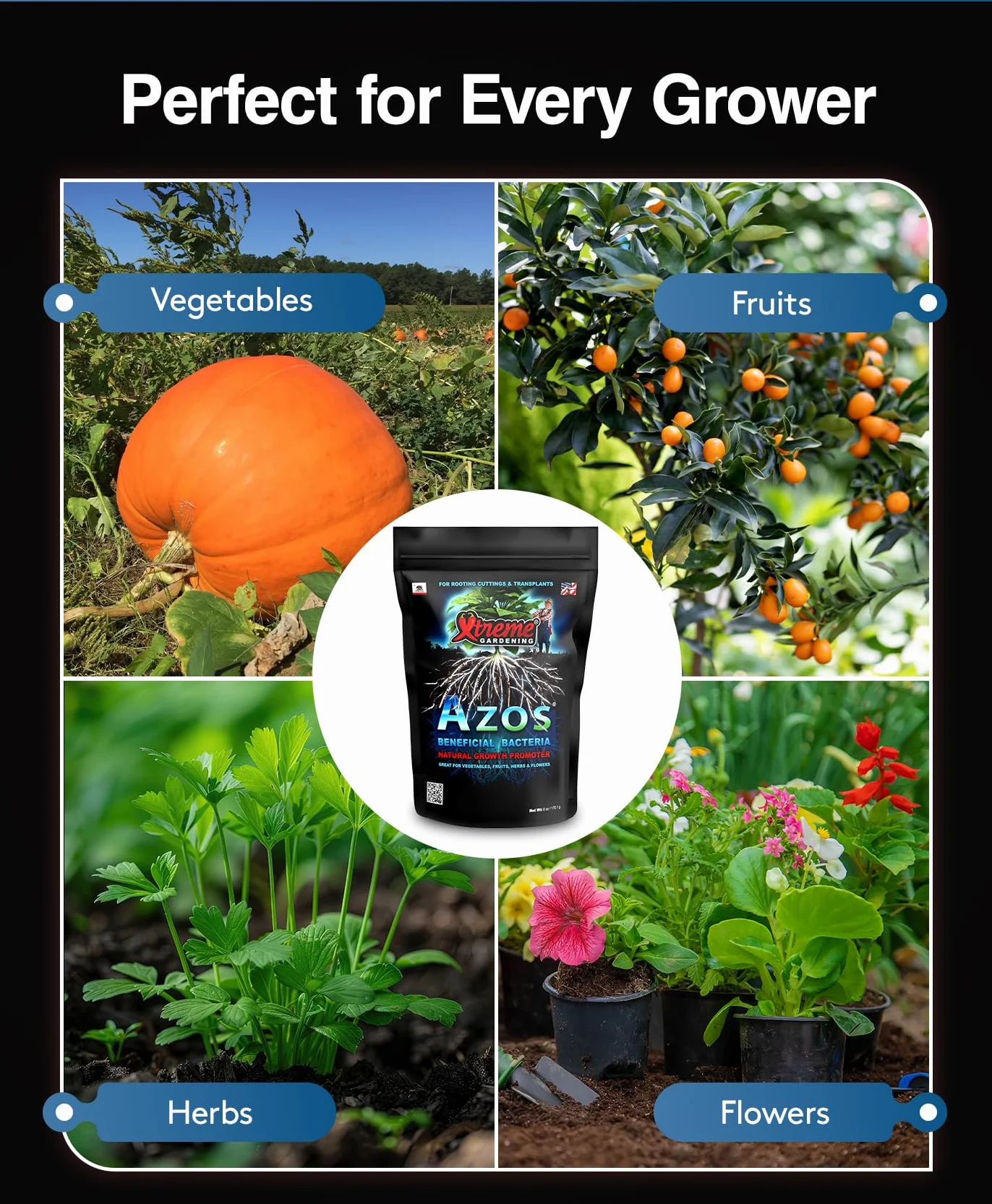 Xtreme Gardening Azos Bacterias beneficiosas, promotor de Crecimiento Natural, Bolsa de 6 onzas