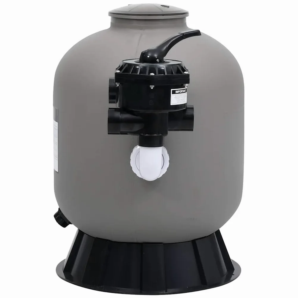 Filtro de arena para piscina con válvula lateral de 6 vías, color gris, plástico duradero para jardín, piscina, jacuzzi, spa y piscina de agua, incluye conexión para bomba de 0,75 CV
