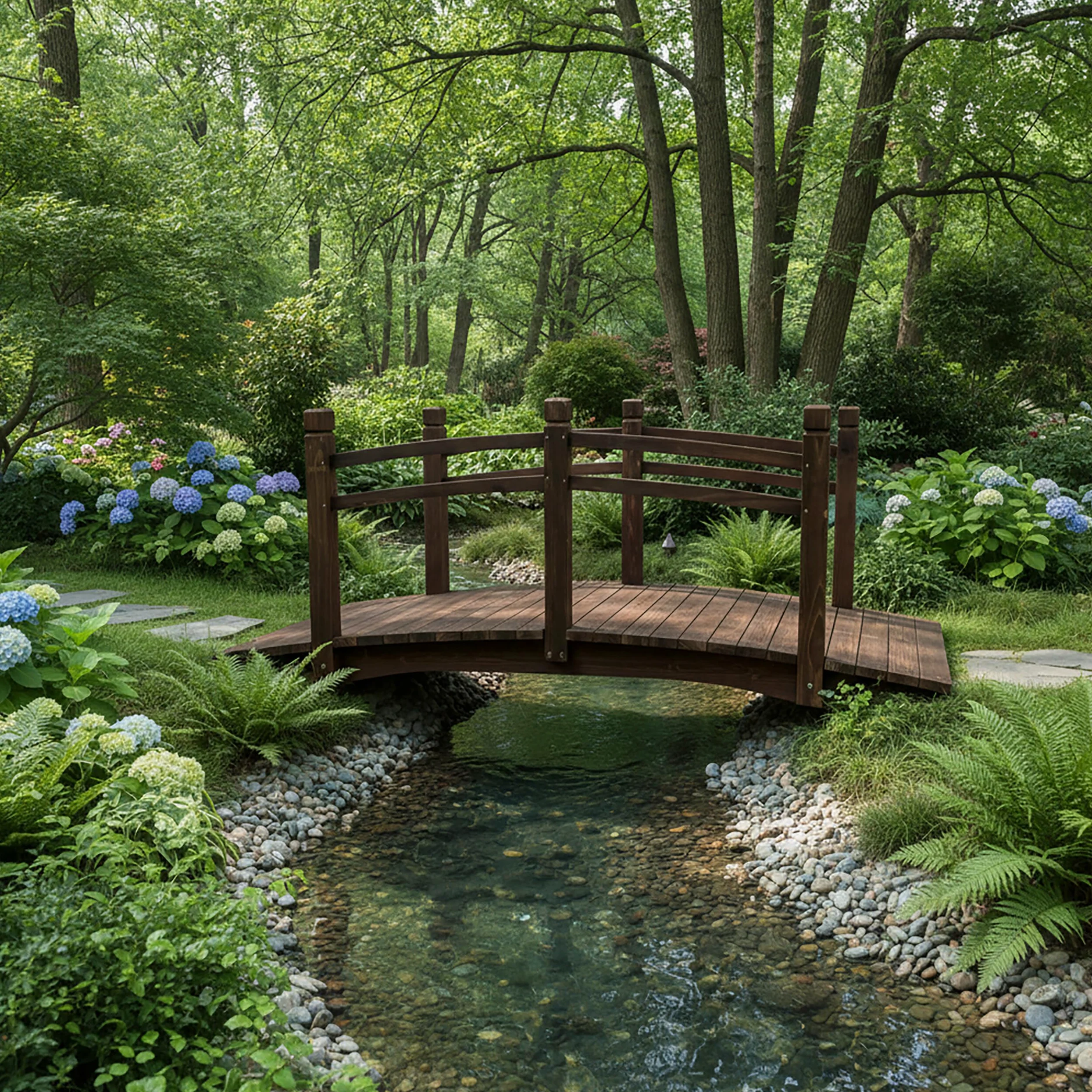 Relaxdays Puente de jardín de Madera de Abeto 58x171.5x75 cm 200 kg marrón