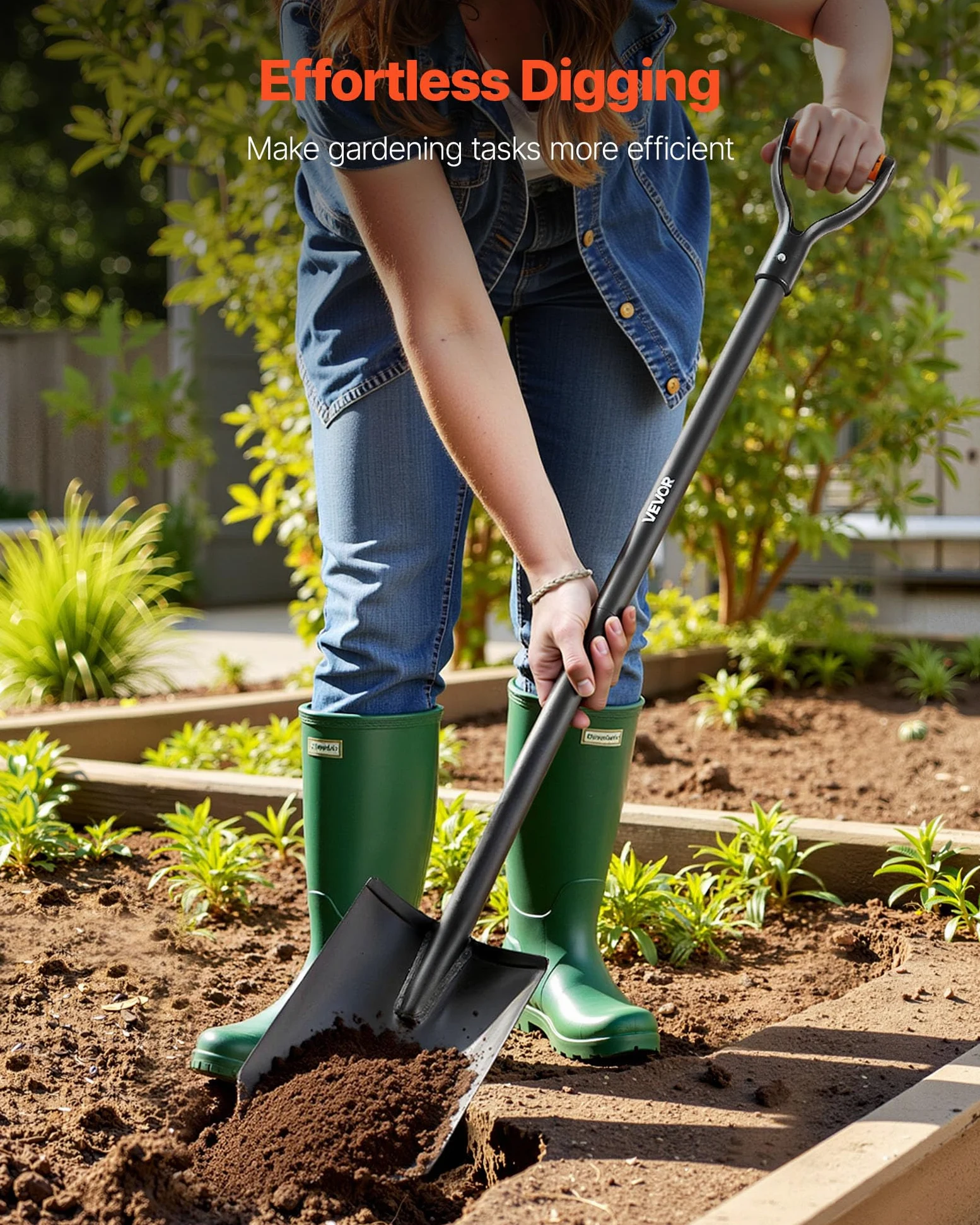 VEVOR Pala, Pala Plana Resistente, Desmontable y de fácil Almacenamiento, para jardinería, construcción, excavación y Pala de Nieve