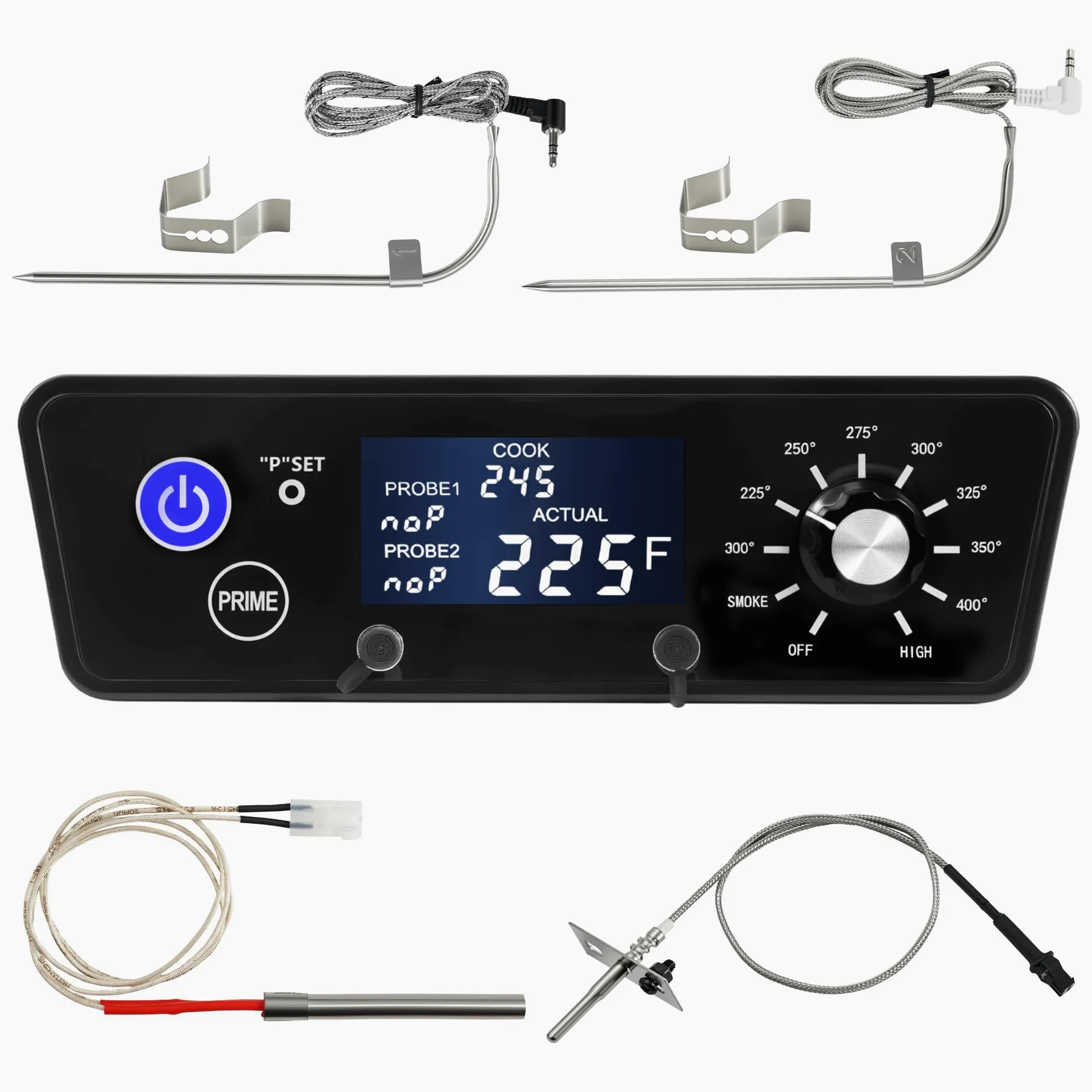 Pantalla LCD de termostato digital compatible con Pit Boss Wood Pellet Grill/Smoker Pit Boss Accesorios Termómetro Austin XL Partes Tablero de control de piezas Sondas de carne de repuesto, sensor de