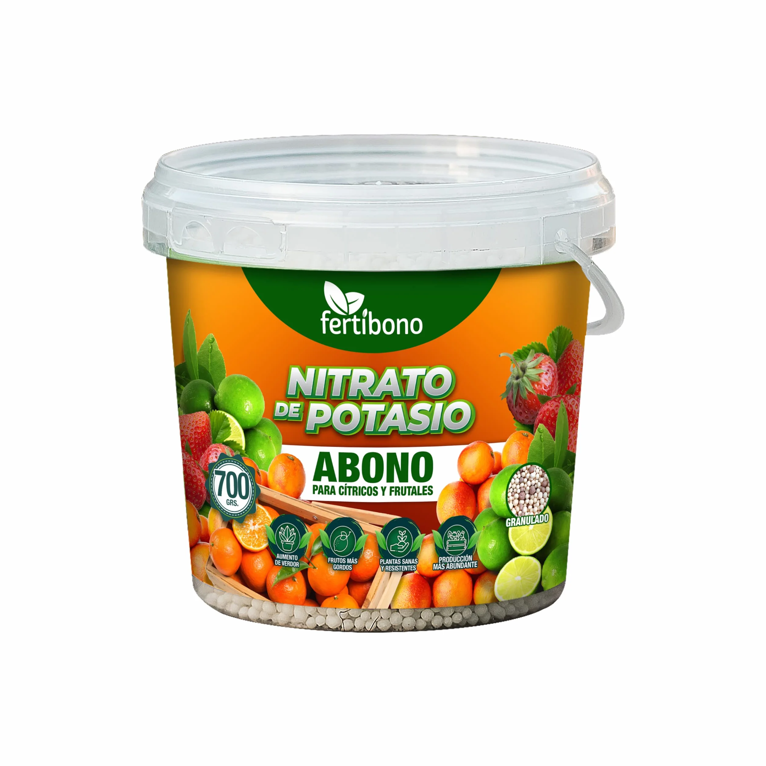 FERTIBONO Nitrato de potasio,Puro (KNO3) 13-00-46, Aumenta el Tamaño y la Calidad de la Fruta, los Azúcares y el Rendimiento de los Cítricos (700 Kg)