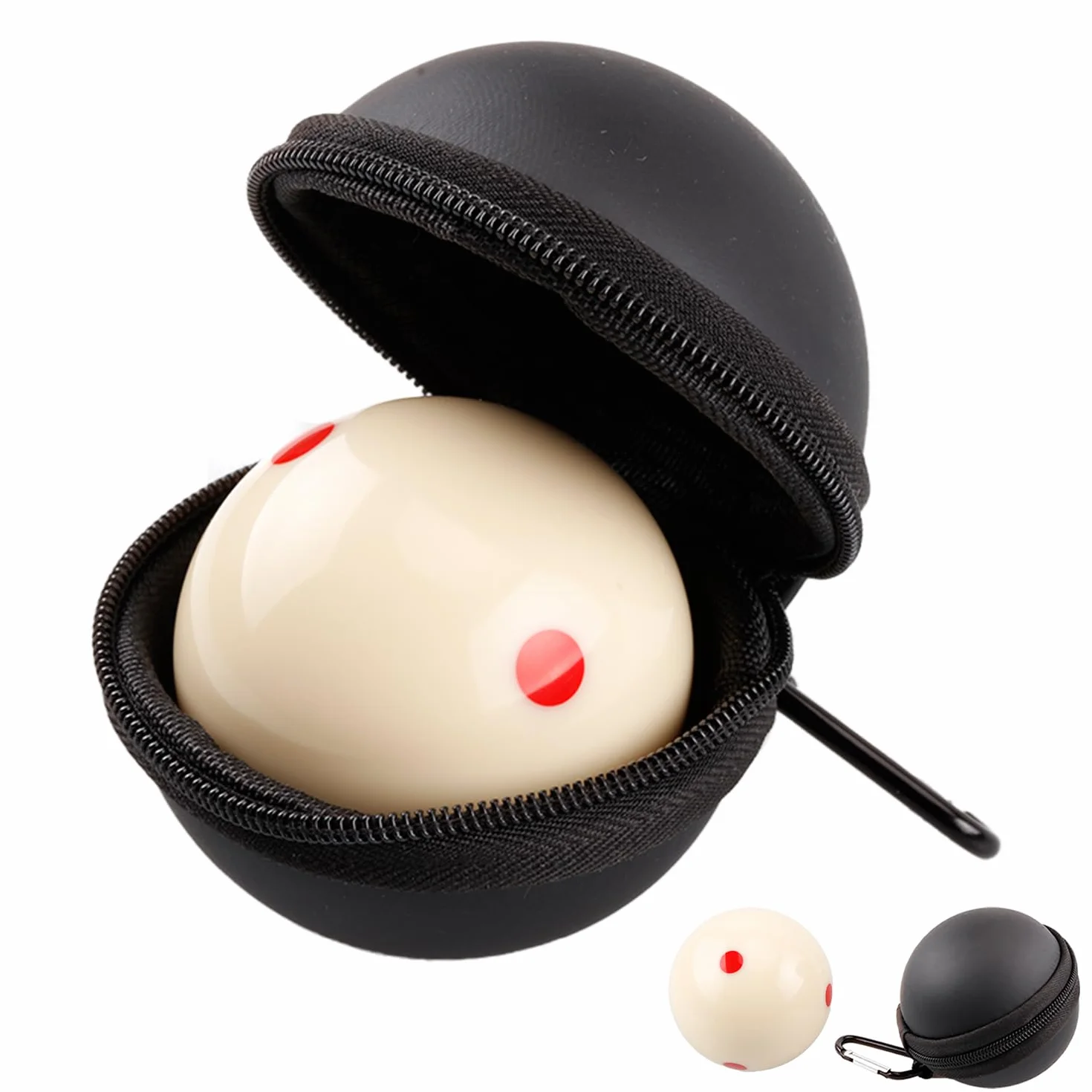Billiards Cue Ball 6 Red Dots 2-1/4" with Black PU Case Practice Training
