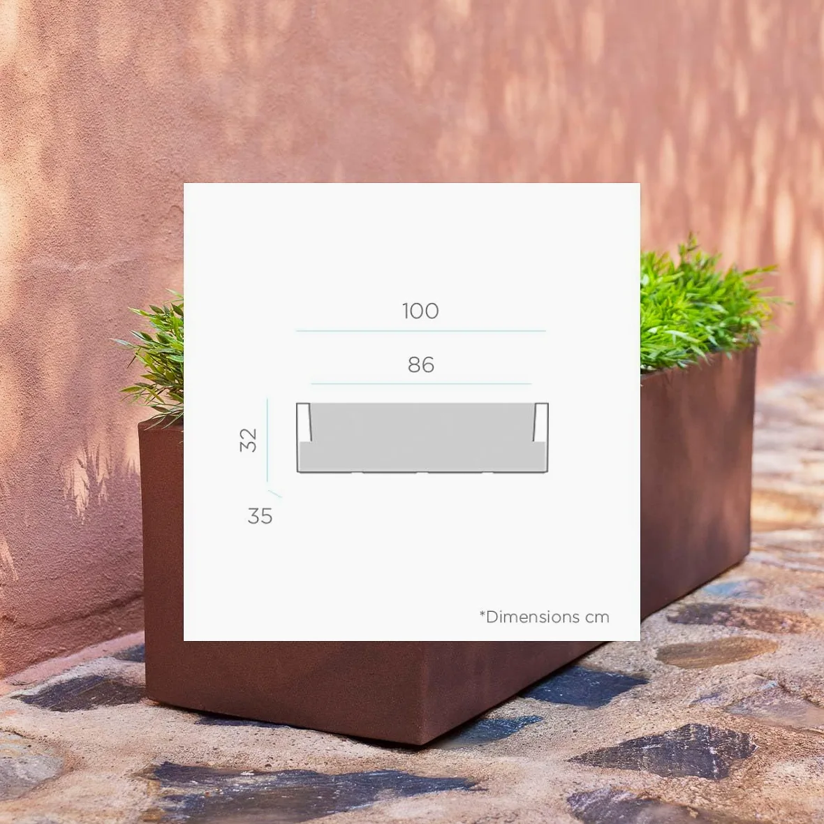 JARDINERA FIBRA 100CM X 35CM - .14 NEGRO