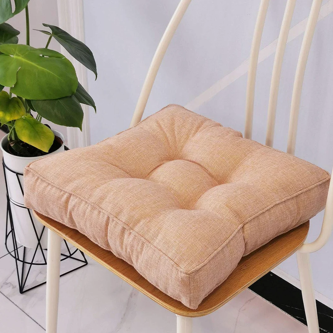 Cojín de Asiento de Silla Relleno Cuadrado de Lino sintético, Cojines de Silla firmes y Suaves, Asiento cómodo para Oficina, hogar o automóvil, 18 "x 18", Lino