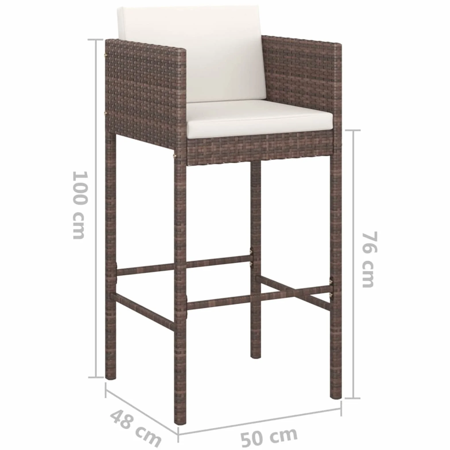 Festnight Set Muebles de Bar de Jardín 3 Piezas, Conjuntos de Ratán con Cojines, Mesa y Sillas de Bar, Mesa y Sillas Alta Jardín Terraza, Muebles Jardín Exterior de Ratán, Marrón Type 2