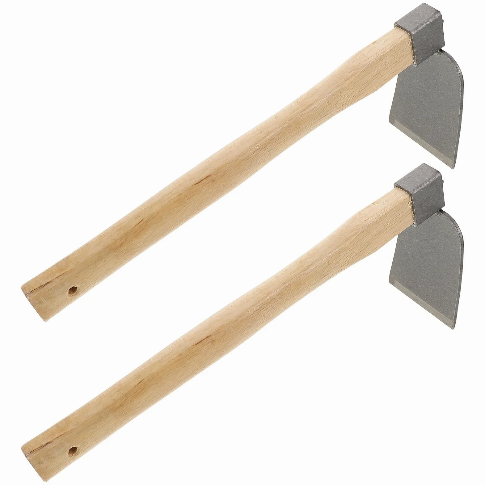 2 Azadas Manuales de Acero Mango de Madera Ergonómico para Desherbar y Plantar en Jardinería, Herramienta Pequeña Multiusos para Cultivo y Cuidado del Jardín