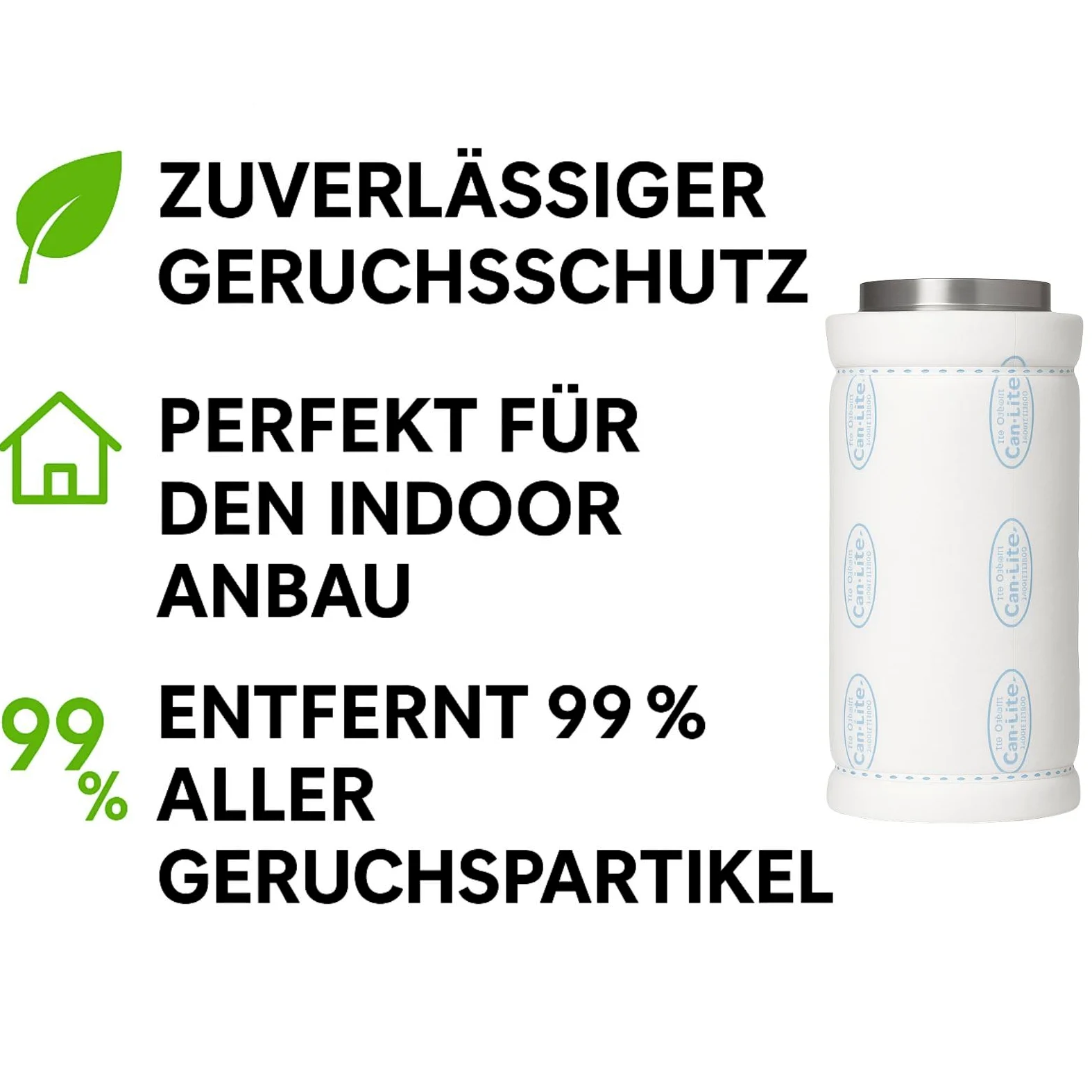 Weedness Can-Lite Filtro de carbón Activo Crecimiento 800 m³ 200 mm Flange - Ventilador de Tubo Cultivo Interior Aireación Filtro de Olor Extracción Conjunto climático