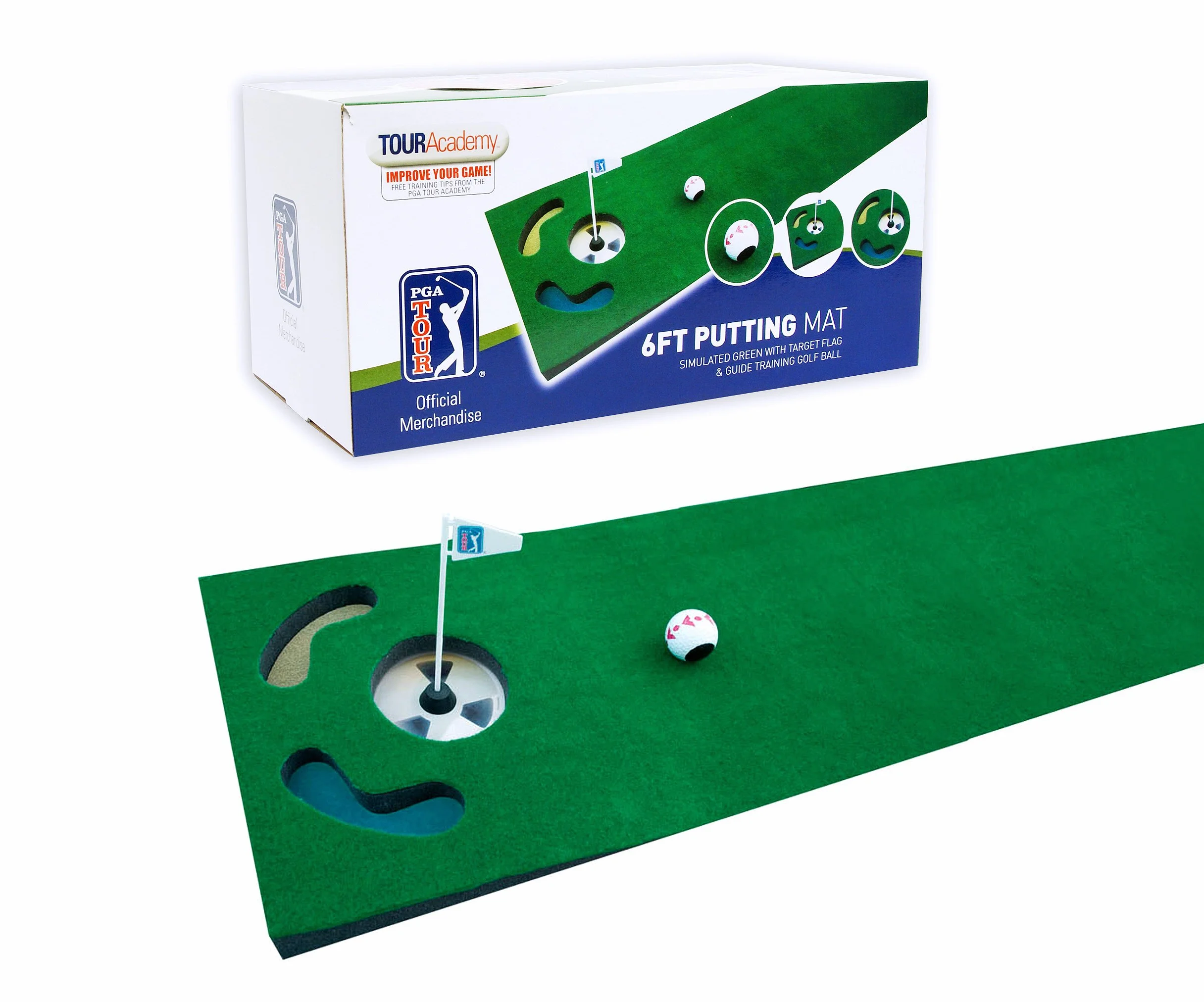 PGA Tour Pelota Alineación Herramienta Alfombrilla Putting Bola Guía 6 Pies Verde