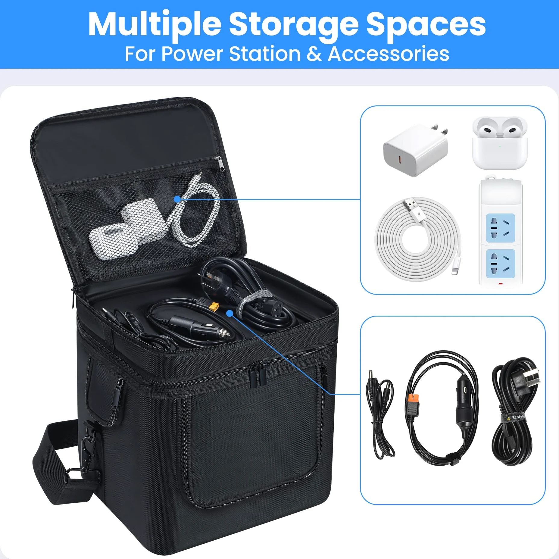 Funda de transporte compatible con ECOFLOW River 2 Pro, bolsa de viaje portátil para estación de energía con multipoclet para River 2 Pro, funda protectora para generador, bolsa de almacenamiento