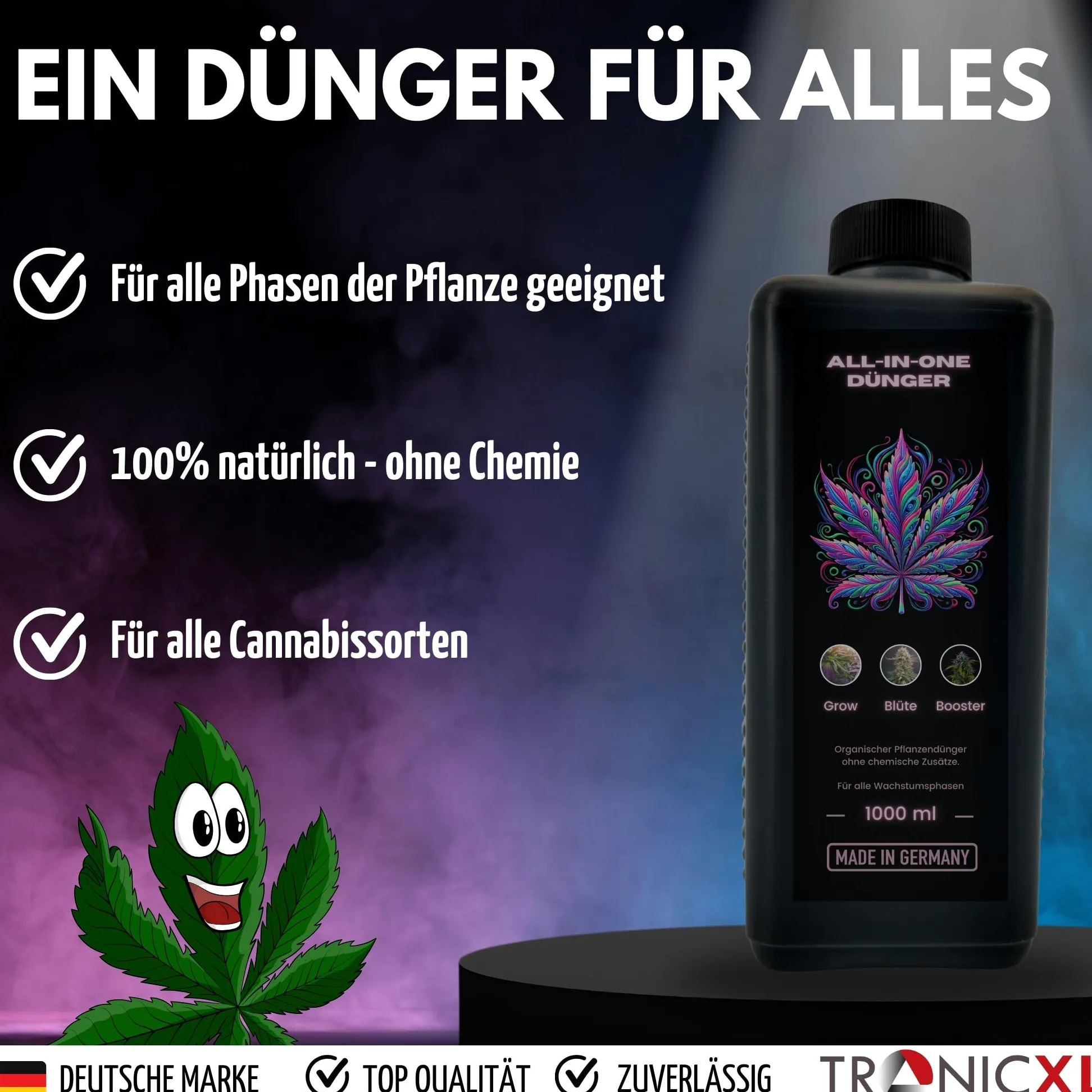 TronicXL Fertilizante premium de 5 litros I All in One I Indoor & Outdoor para la fase de crecimiento y floración, compatible con Growbox Grower 5 litros Grow & Blüte Starter Set Try Pack