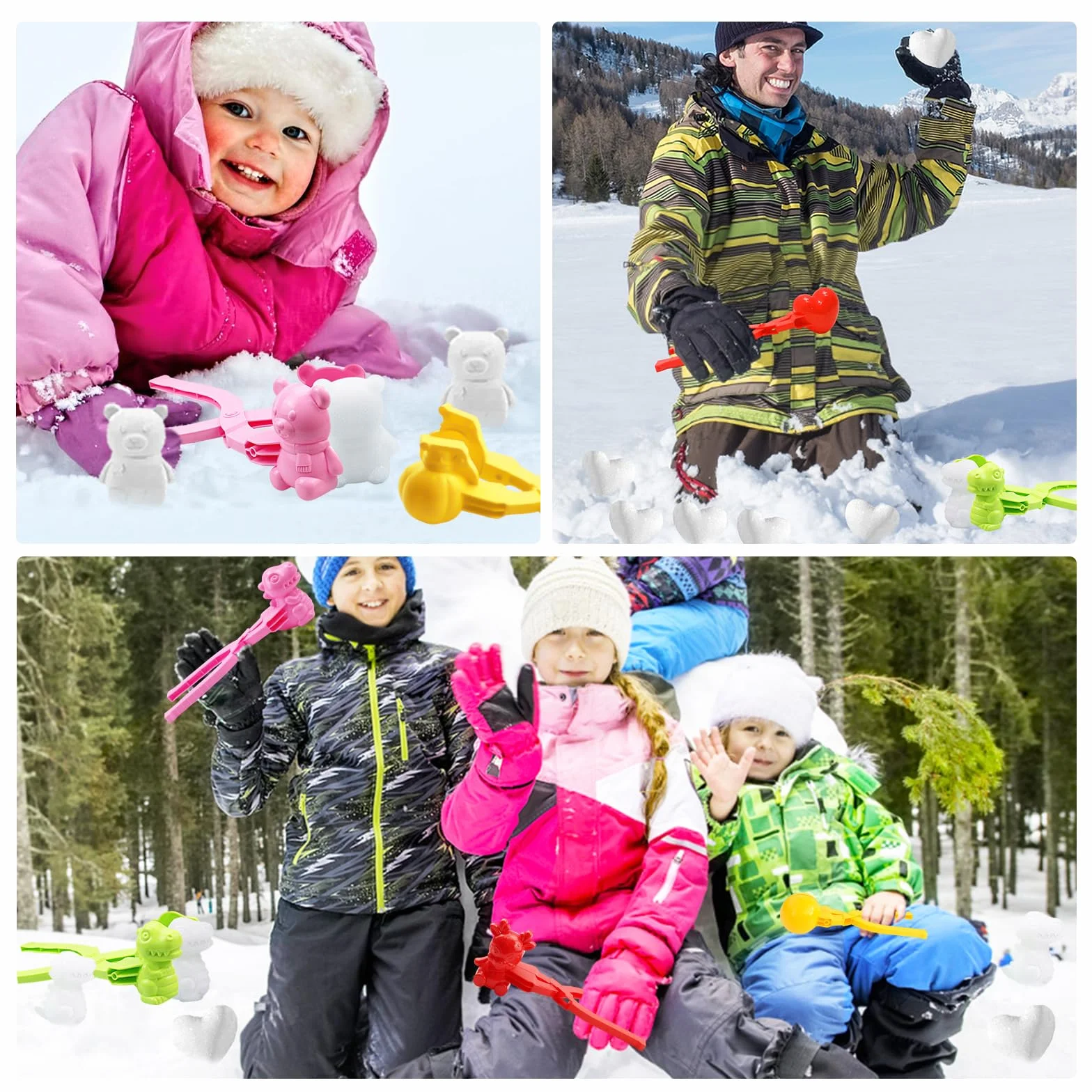 Molde de bolas de nieve 6 pinzas clip para nieve juguetes niños peleas