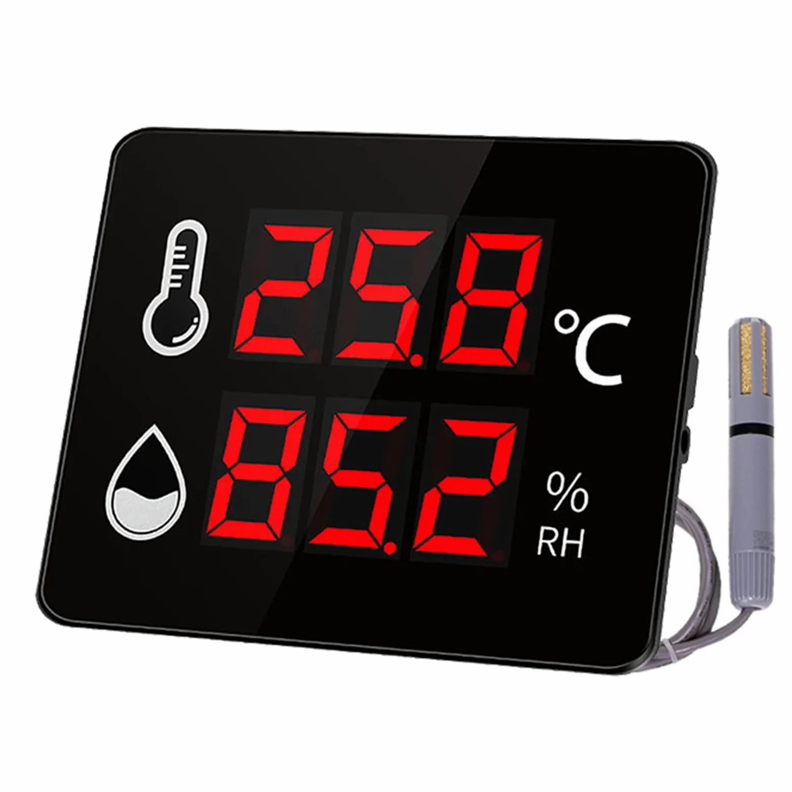 COYEUX Mini termómetro higrómetro, -40-100 ℃ 0-99% RH medidor Digital de Temperatura y Humedad, con Sensor de 3 m, Soporte, para Interior/Exterior, Industrial, Invernadero