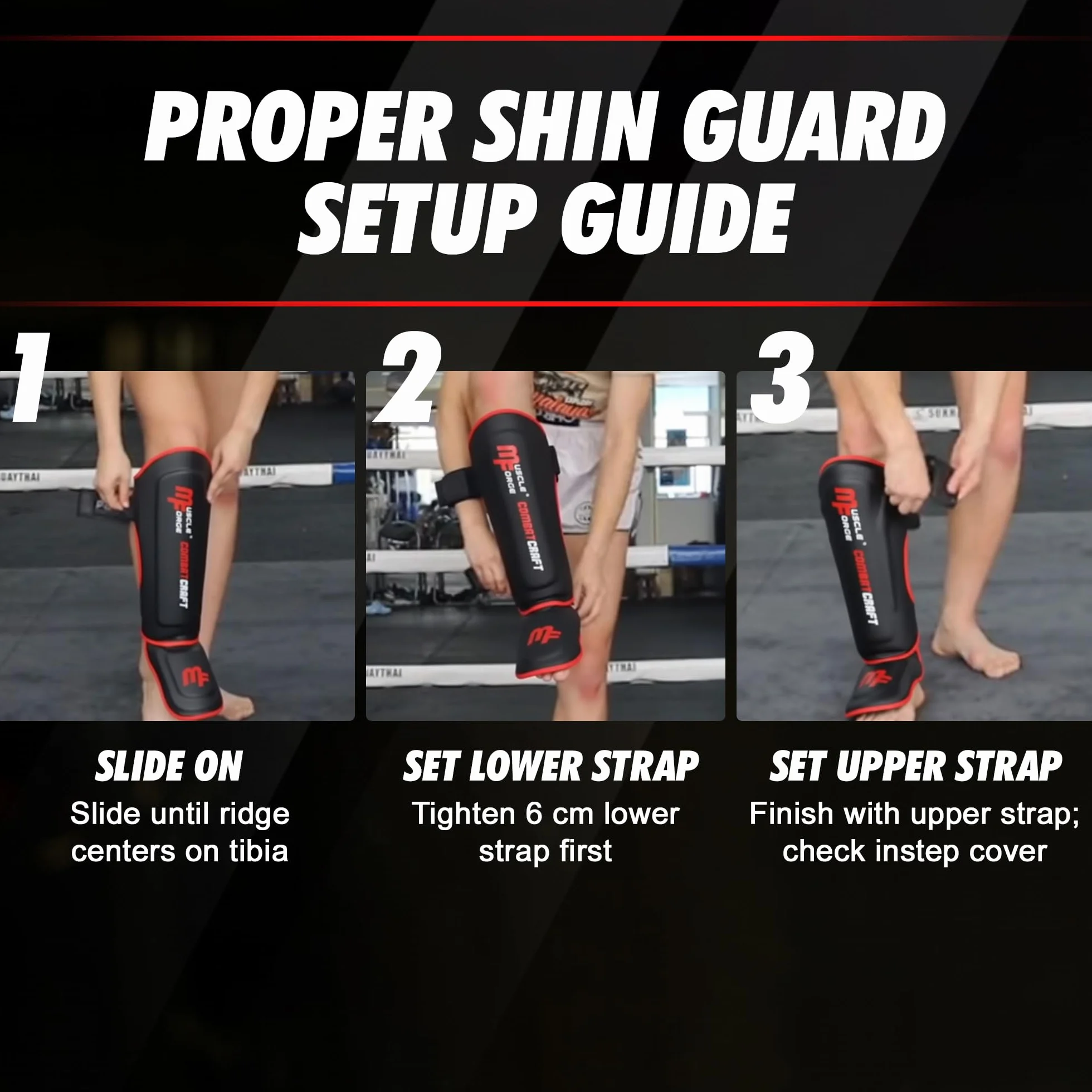 Espinilleras Kick Boxing con Protección de Empeine Talla M/L/XL para Muay Thai MMA Acolchado EVA Alta Densidad