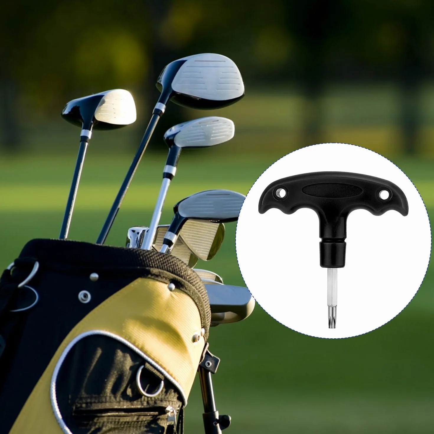 XIHIRCD Llave Dinamométrica Golf, Herramienta Ajustable Mango Plástico, Llave Driver Metal Palos Golf Negro