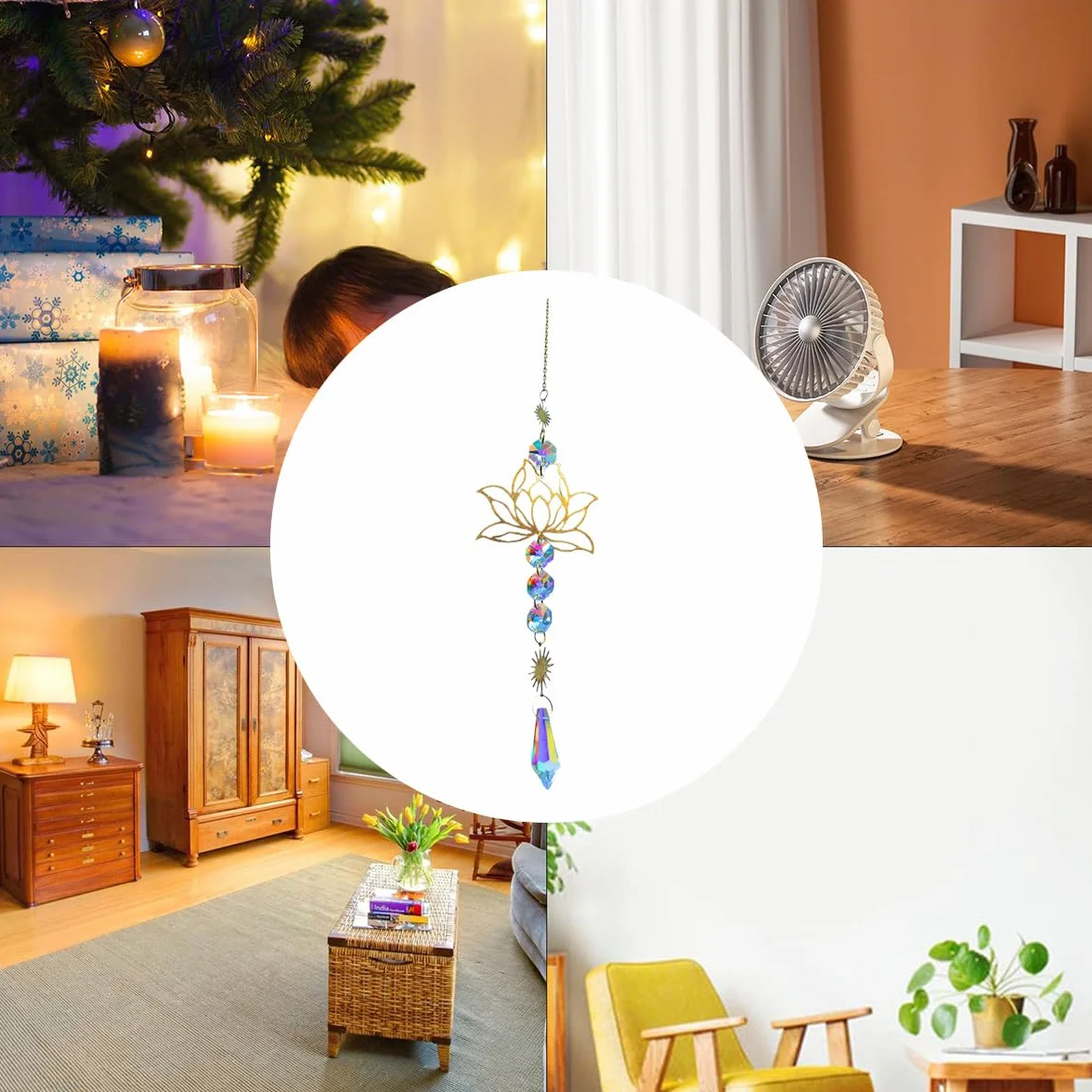 Crystal Flower Charm, Crystal Sun Catcher, Crystal-Charm Restor-remolque, Prismas Inusuales Reutilizables, Fabricantes de arco con Sol Y Metal