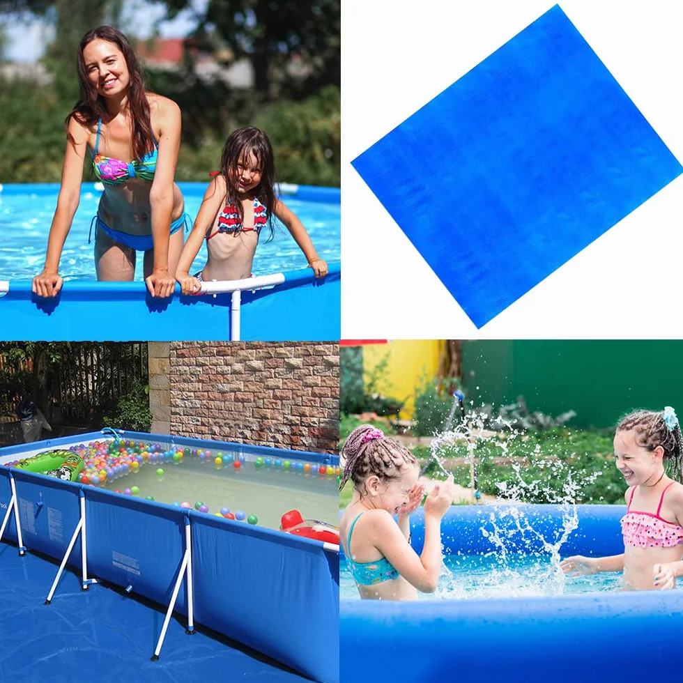 Alfombrilla Rectangular para Piscina Azul, Paño de Piso Plegable para Piscina Protector de Suelo Piscina Adecuado para Piscinas, Hinchables y Piscinas para Niños 295 x 206cm