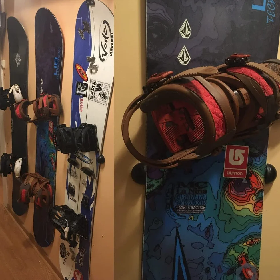AUXPhome Soportes de pared para esquí snowboard, acero inoxidable, goma resistente, paquete de 4