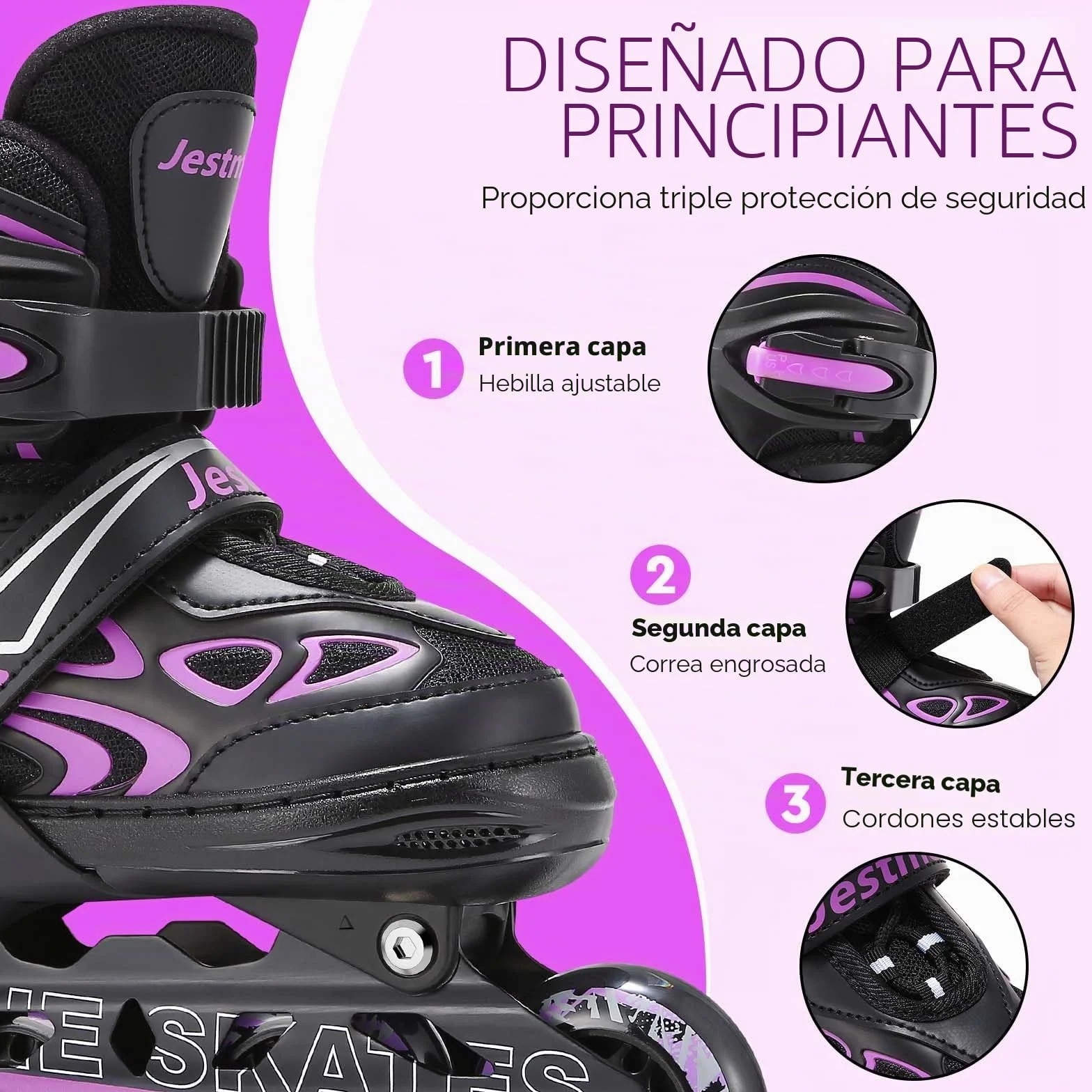 Patines en Linea Ajustables 4 Tamaños con Ruedas Que Brillan para Niños Niña Niño