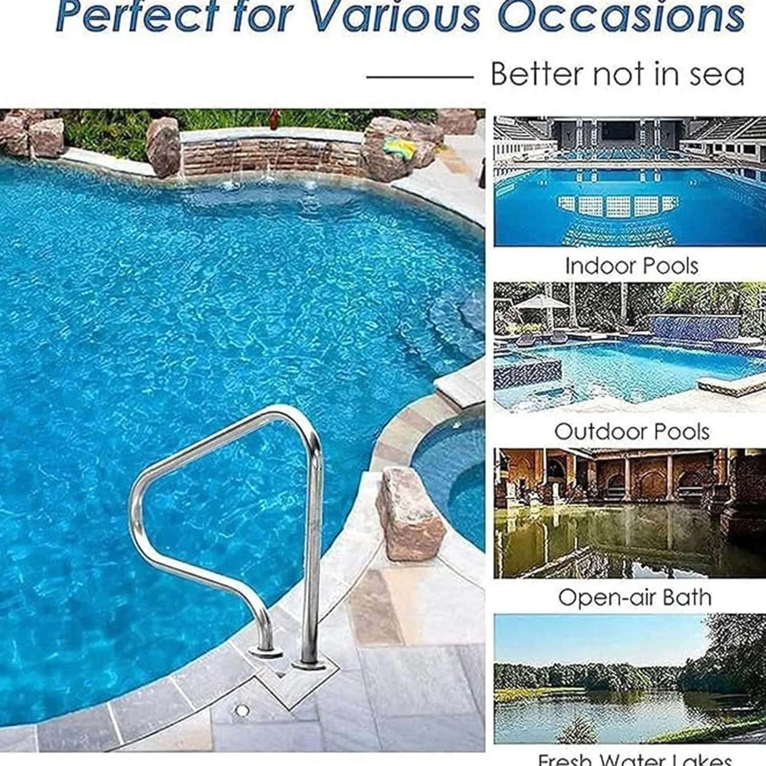 Barandillas de Piscina de Acero Inoxidable 304, Pasamanos de Seguridad Antideslizante para Entrada y Salida de Piscina