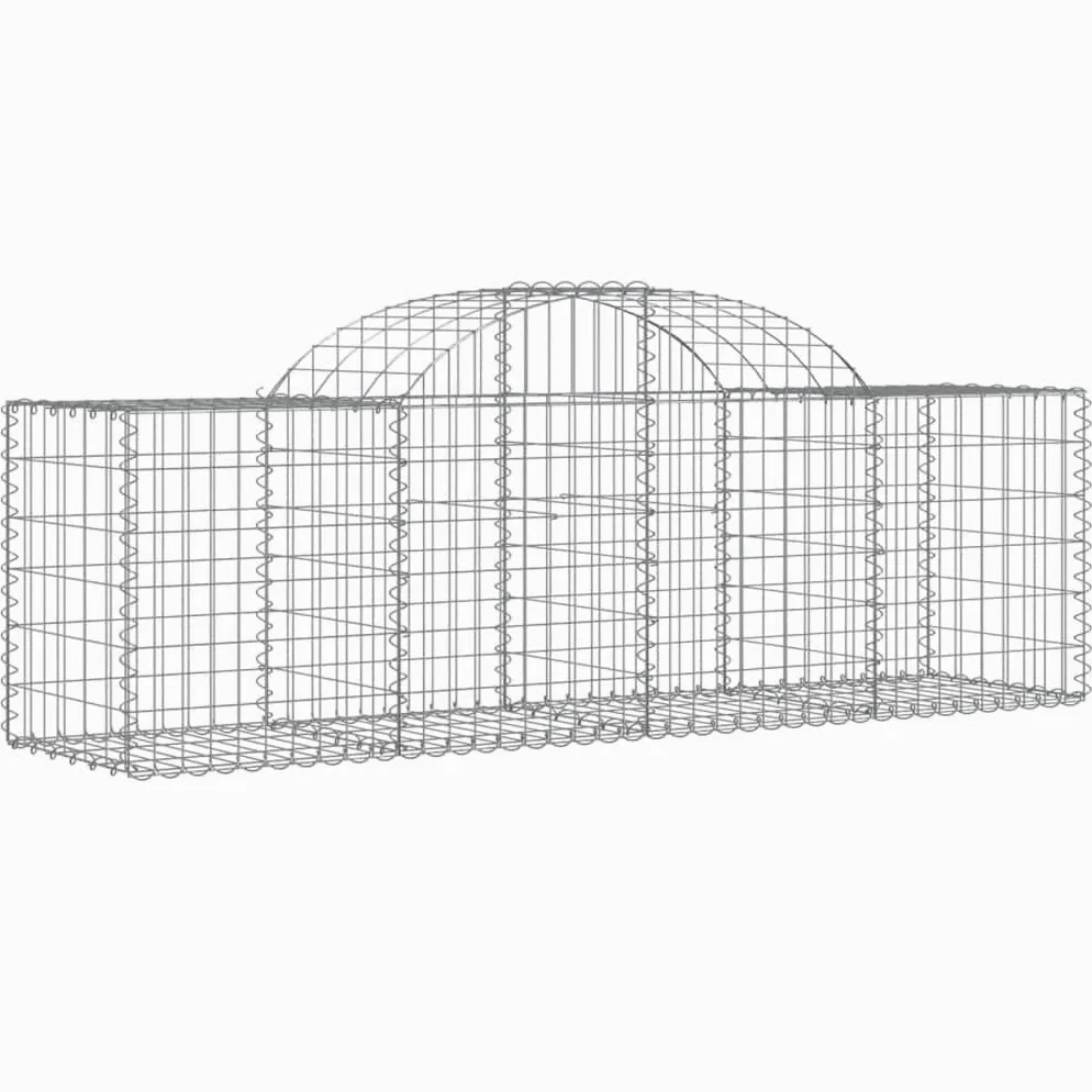 Gaviones con arco alto, 10 unidades, 200 x 50 x 60/80 cm, hierro galvanizado, para barreras de jardín y protección visual, como pared decorativa insonorizada de alambre robusto