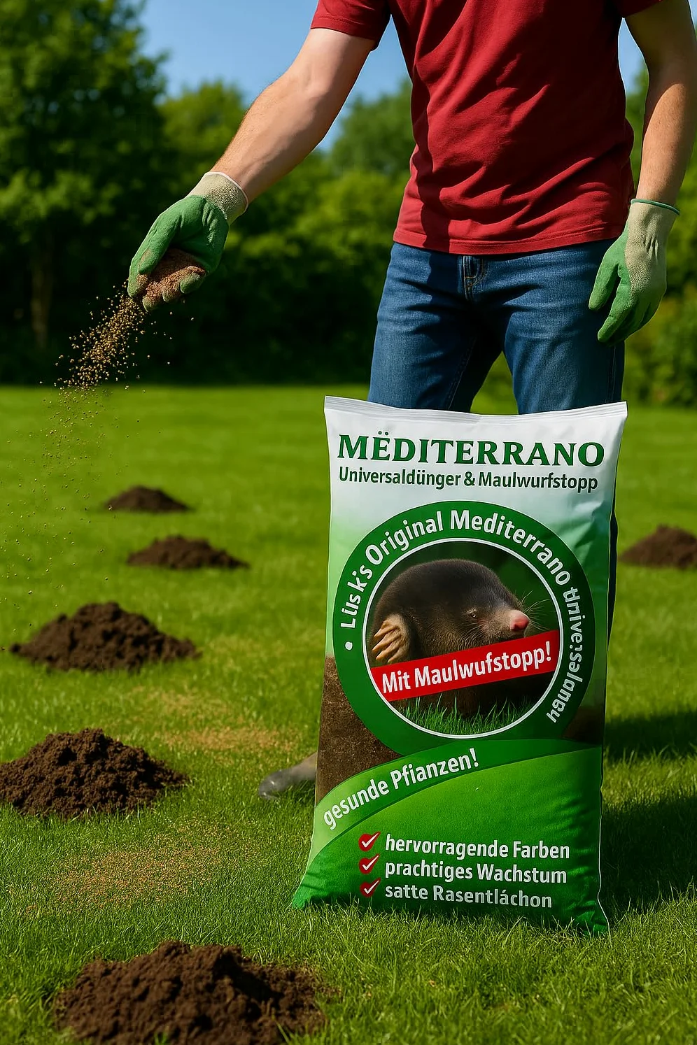 Mediterrano Topo Stop 2 en 1 – La solución más eficaz contra topos y ratones de campo, 10 kg