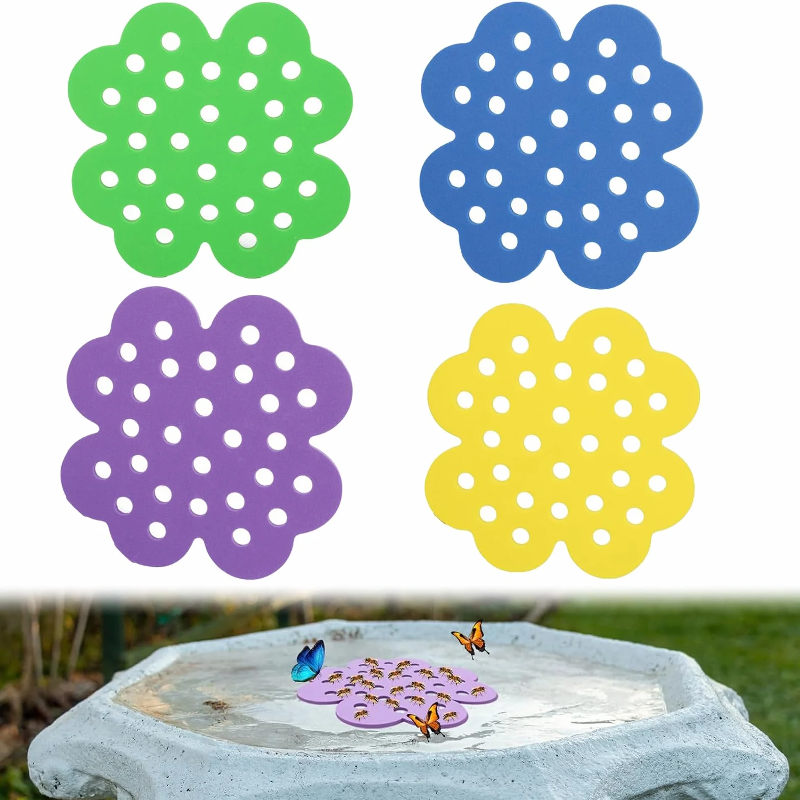 4 Piezas Bebedero de Abejas, Isla Flotante de Abejas, Bebedero para Insectos, Decoración de Jardín, para Colmenares, Jardines, Huertos