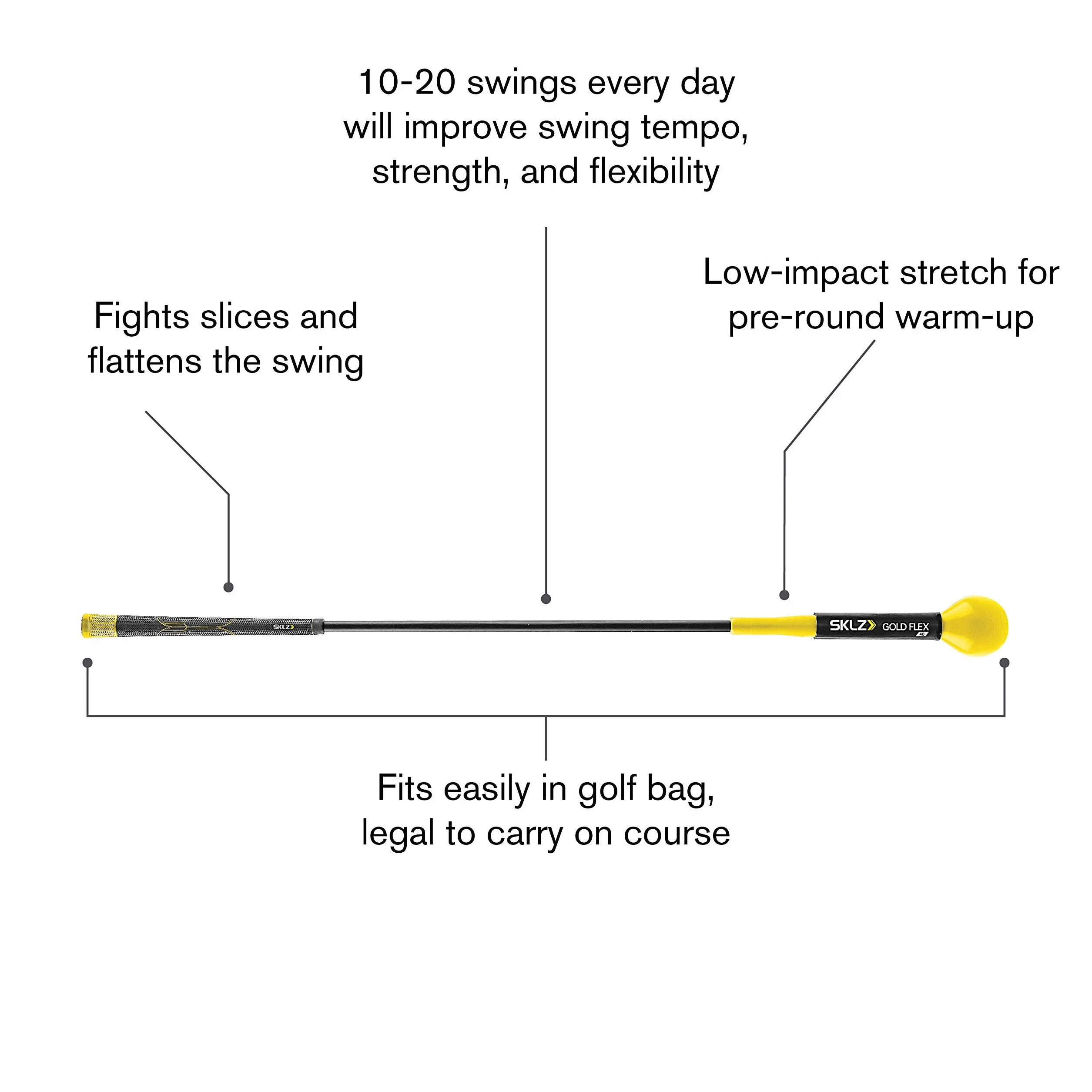 SKLZ Gold Flex Golf Swing Trainer, 40 cm, Gelb-Schwarz