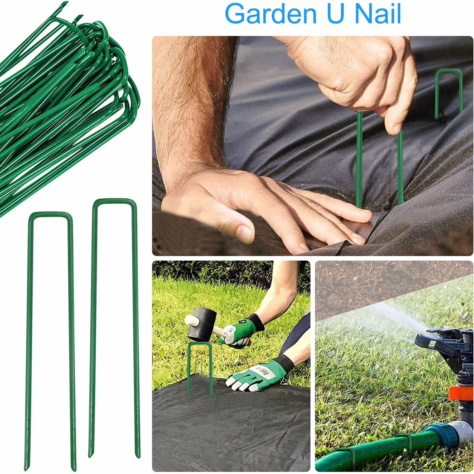 50 Piezas Clavijas de Jardín, Galvanizado en Forma de U Grapas Jardin Anclas de Suelo Camping, Piquetas de Acero para Control de Malas Hierbas Membrana Cesped Artificial