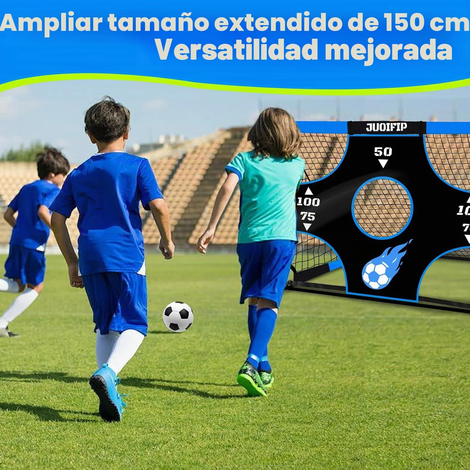 Portería de fútbol 3 en 1 para niños, red 150x120 cm, postes de jardín con 2 telas intercambiables y pelota, bolsa de transporte